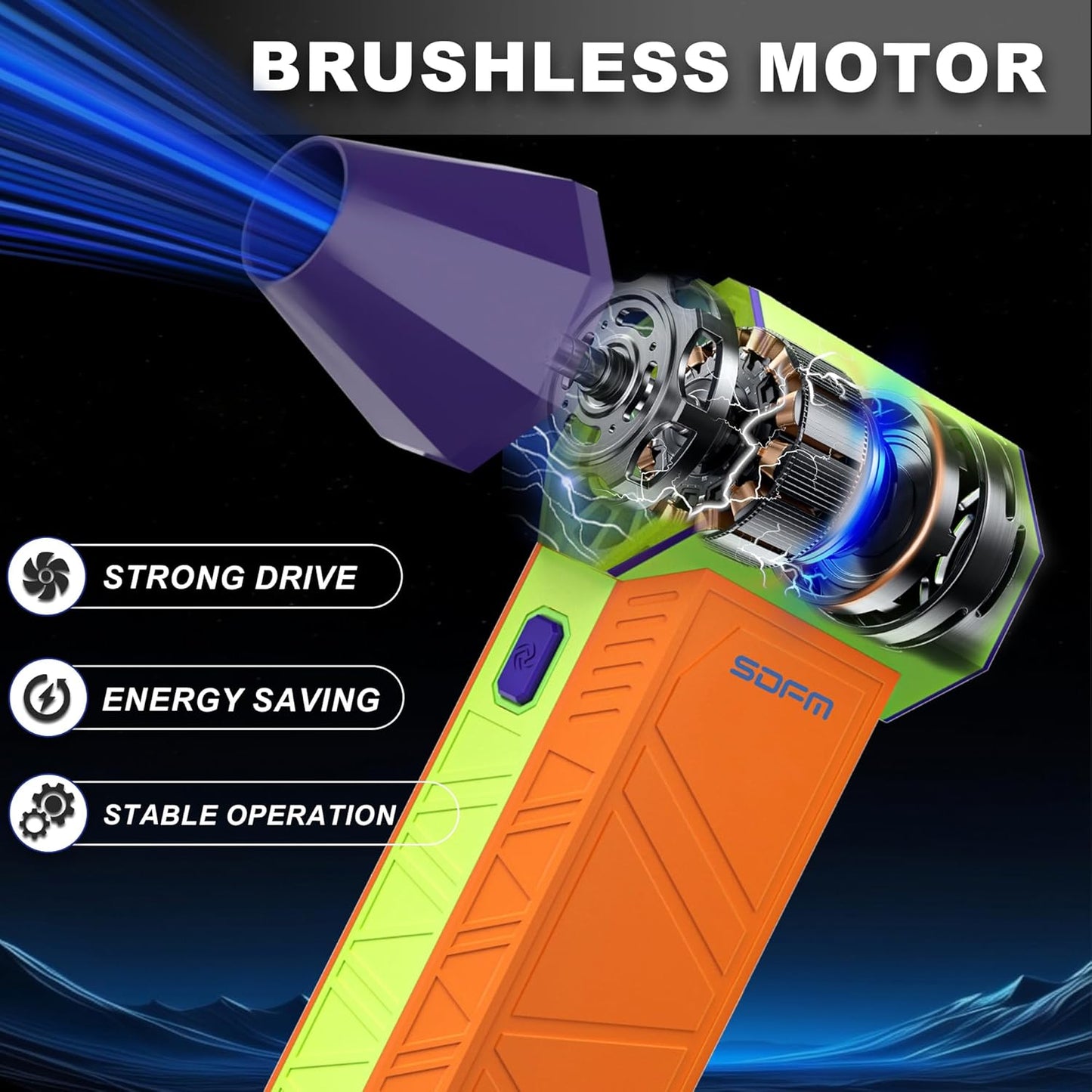 SDFM Electric Air Duster - 130000RPM Compressed Air Duster，3 Gear Adjustable Jet Dry Blower can Reusable Can for Computer Keyboard,Outdoors,Car,Home.… (Colorful)