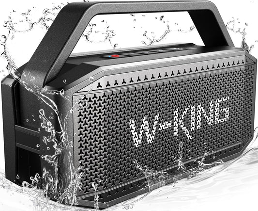 W-KING Portable Loud Bluetooth Speaker, 100W Max Waterproof Outdoor Speakers Bluetooth Wireless, IPX6 Party Big Large Speaker Boombox, 60W Exlarge Deep Bass Passive Radiator/40H/Power Bank/TF/AUX/EQ