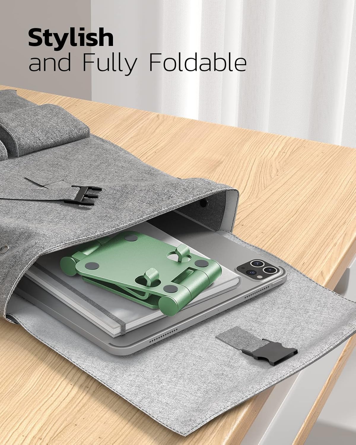 Nulaxy Dual Folding Cell Phone Stand, Fully Adjustable Foldable Desktop Phone Holder Cradle Dock Compatible with Phone 16 15 14 13 12 11 Pro Xs Xs Max Xr X 8, Nintendo Switch, All Phones- Green