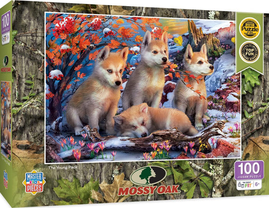 MasterPieces 100 Piece Jigsaw Puzzle for Kids - Mossy Oak The Young Pack - 14"x19"