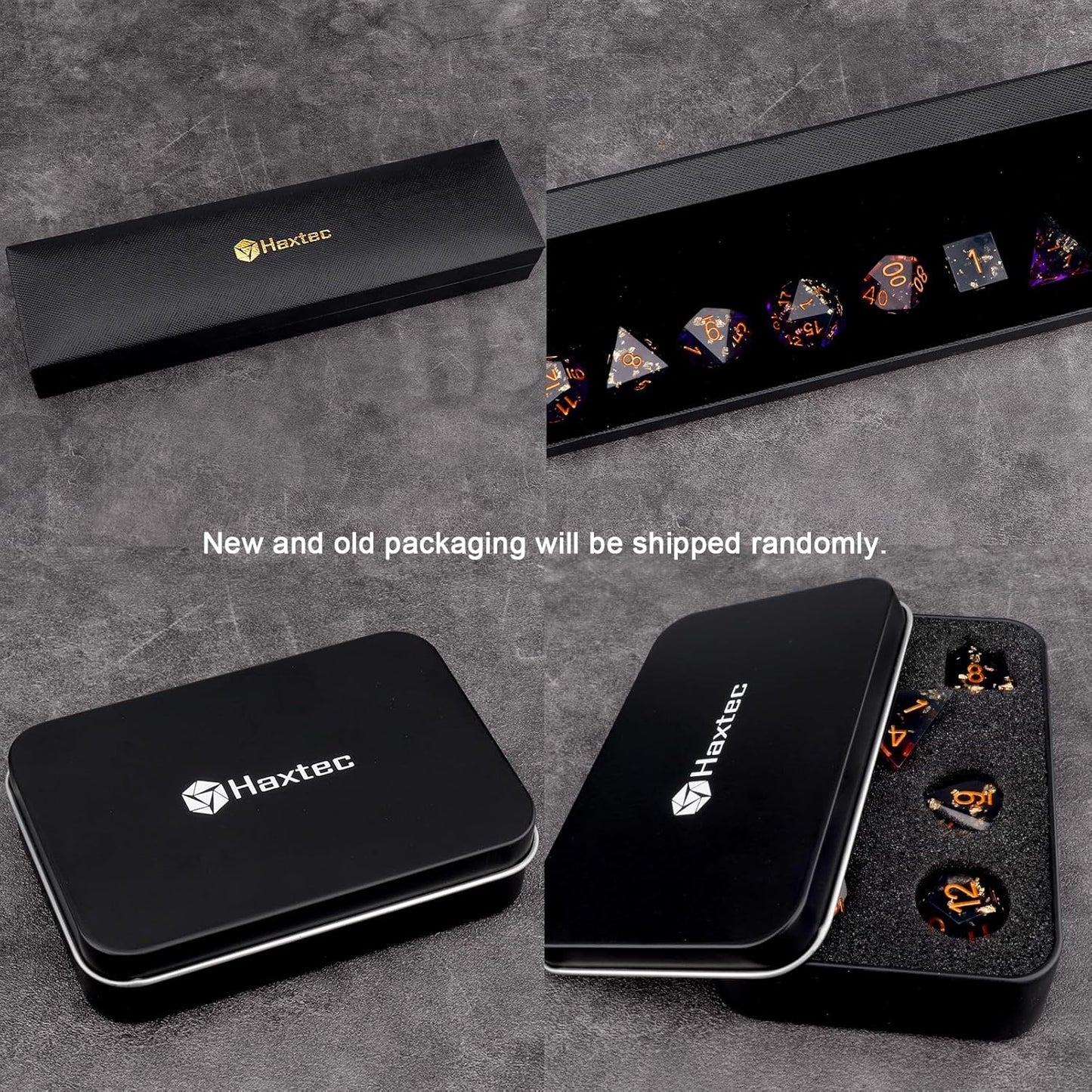 Haxtec DND Dice Set Sharp Edge Resin Dice with Dice Case Purple Black D&D Dice for RPG Role Playing Games Compatible with Dungeons and Dragons Gift War Series