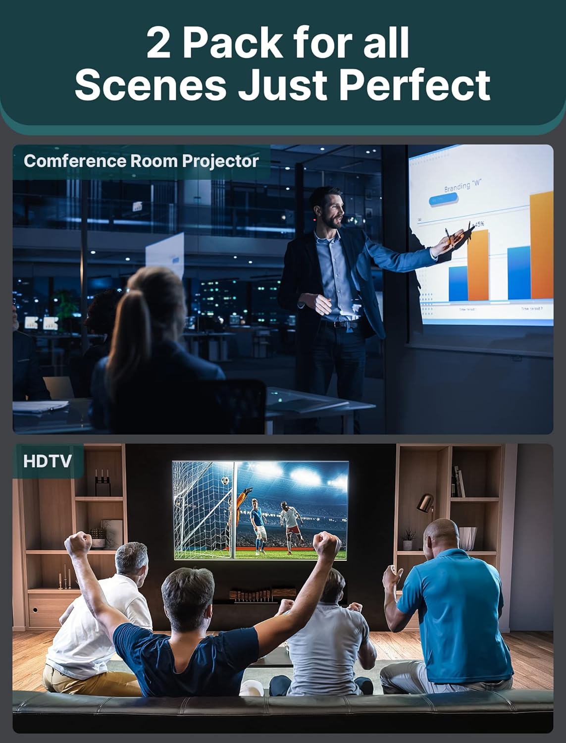 4K DisplayPort to HDMI Adapter 2-Pack, JSAUX DP PC to HDMI Monitor Converter Video UHD 2K@120Hz,4K@30 DP to HDTV Male to Female Uni-Directional adapter Compatible with Dell, Lenovo, HP,GPU, AMD -Black