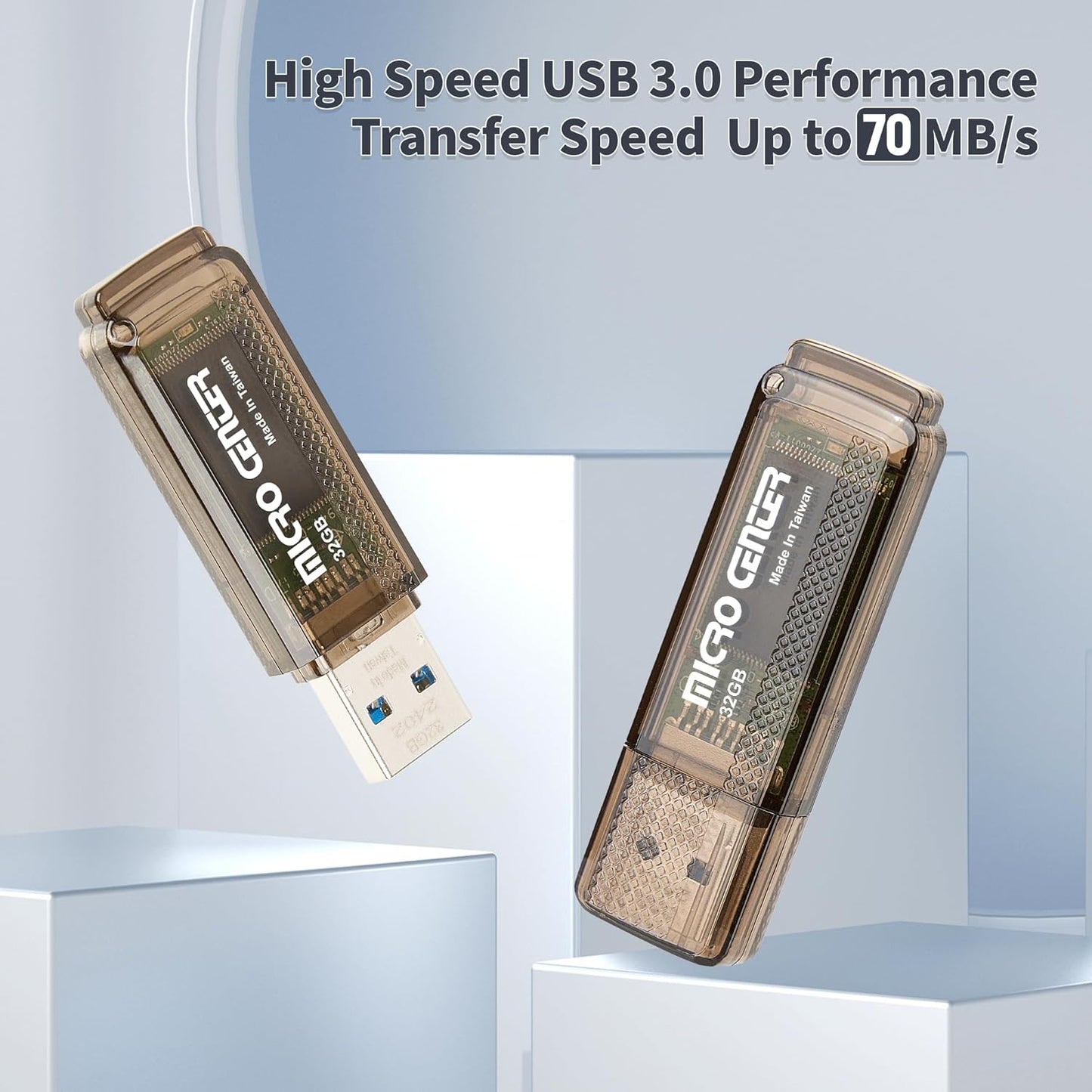 INLAND Micro Center Super Speed 2 Pack 32GB USB 3.0/USB3.1 Gen1 Flash Drive Gum Size Memory Stick Thumb Drive Data Storage Jump Drive (32G 2-Pack)