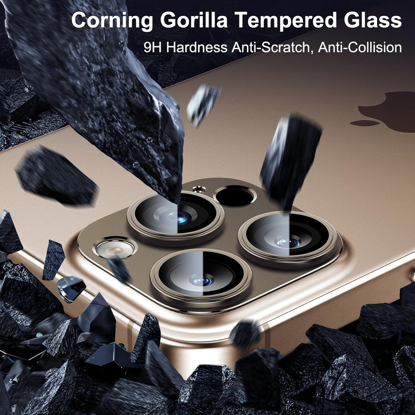 Esanik Upgrade 2 Pack for iPhone 16 Pro/iPhone 16 Pro Max Camera Lens Protector, Aluminum Alloy Metal matte Case Tempered Glass Camera Screen Cover, Scratch Resistant Case Friendly (Desert Titanium)