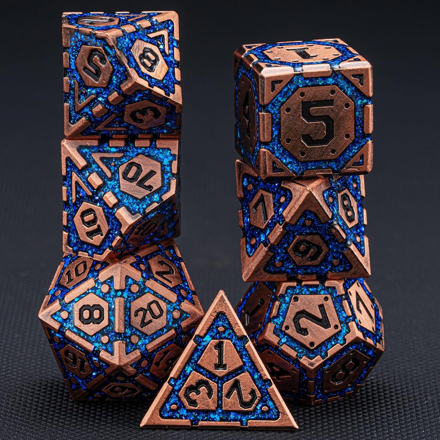 DND Metal Dice Set, Polyhedral Dice Set for RPG D&D Dice with Cracks Dungeons and Dragons Dice Set for RPG TTRPG D&D Die with Gift Case