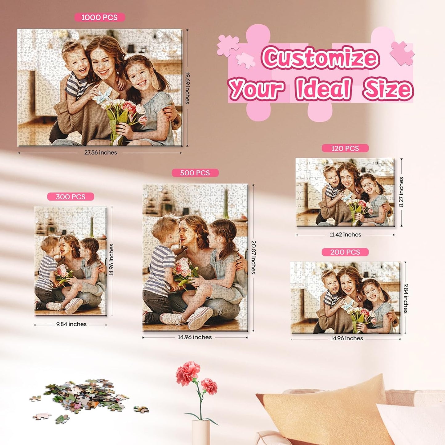 Personalized Puzzle Gifts for Mothers Day, Custom Photo Puzzle for Mom from Daughter Son Kids, Mom Gifts for Wife from Husband, Customized Presents for Mother's Day Birthday Christmas
