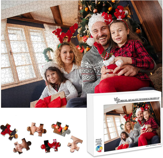 Custom Puzzle 120/200/300/500/1000/1500 Pieces, Personalized Puzzle from Your Own Photos, Customized Picture Jigsaw Puzzle Gift for Christmas Wedding Birthday Family