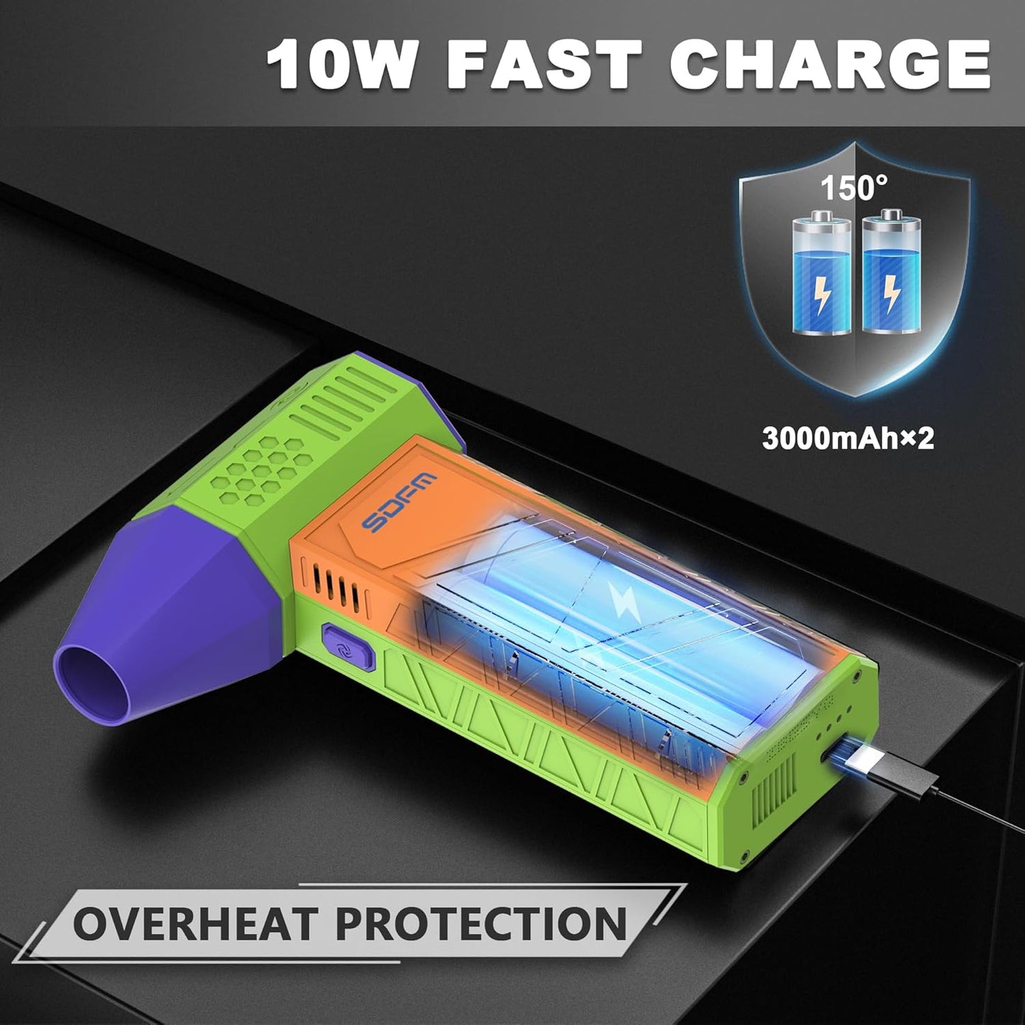 SDFM Electric Air Duster - 130000RPM Compressed Air Duster，3 Gear Adjustable Jet Dry Blower can Reusable Can for Computer Keyboard,Outdoors,Car,Home.… (Colorful)