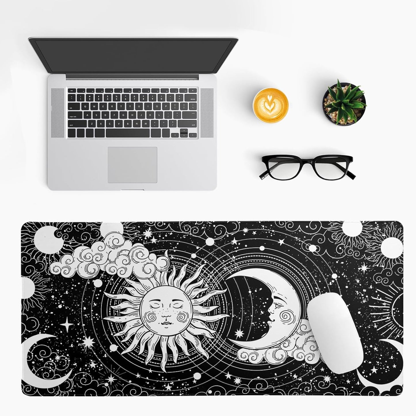Magic Astrology Extended Big Mouse Pad Large, Gaming Mouse Pad Desk Pad,31.5x11.8 Inch Long Computer Keyboard Mouse Mat Black Mousepad with 3mm Non-Slip Base and Stitched Edge for Gaming and Office