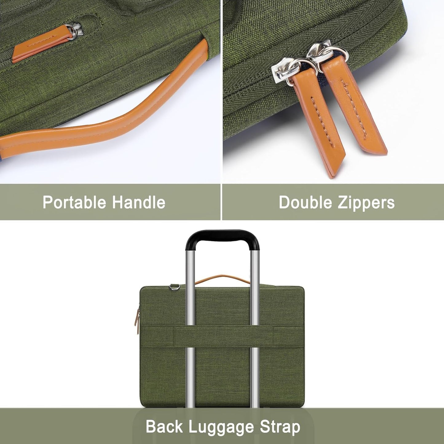 MOSISO 360 Protective Laptop Shoulder Bag,17-17.3 inch Computer Bag Compatible with MacBook, HP, Dell, Lenovo, Asus Notebook,Side Open Messenger Bag with 4 Zipper Pockets&Handle, Olive Green