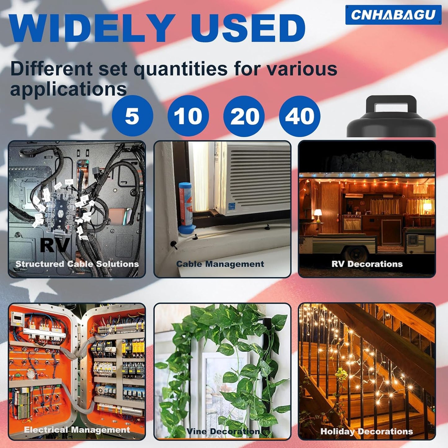 Magnetic Cable Zip Tie Mounts Clips Multipurpose Zip Ties Mount Base Holder Wire Cable Holder Mount Wire Clips Management for Home Office Marine Electrical Wiring (White, 40 Piece)