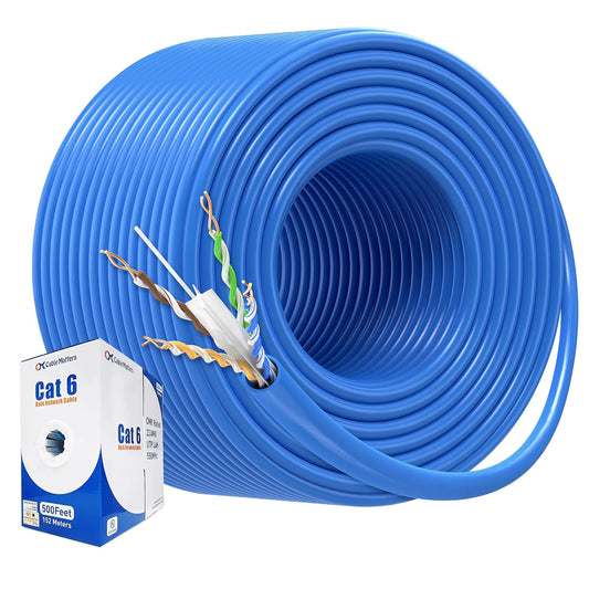 Cable Matters [UL Listed] 10Gbps in-Wall Riser Rated (CMR) 23AWG Bare Copper Cat6 Ethernet Cable - 500ft, Cat 6 Ethernet Cable Spool, Cat 6 Cord Bulk, Blue