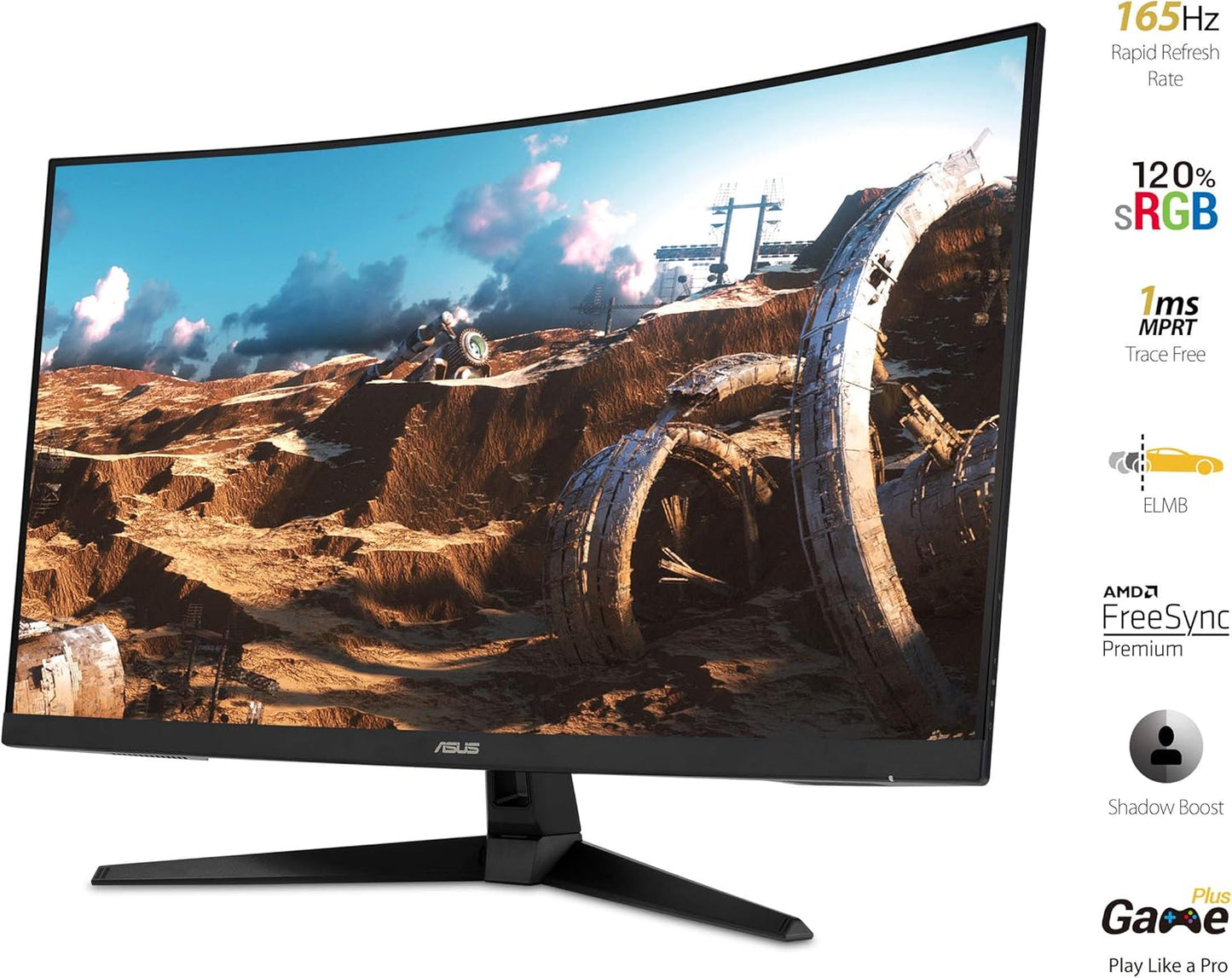 ASUS TUF Gaming VG328H1B 32” Curved Monitor, 1080P Full HD, 165Hz (Supports 144Hz), Extreme Low Motion Blur, Adaptive-sync, FreeSync Premium, 1ms, Eye Care, HDMI D-Sub
