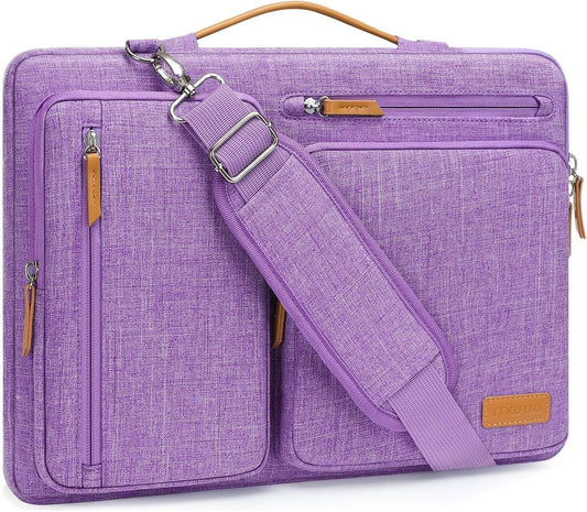MOSISO 360 Protective Laptop Shoulder Bag,13 inch Computer Bags Compatible with MacBook Air M4 M3 M2 M1 2025-2018/Pro 13 2025-2016,Side Open Messenger Bag with 4 Zipper Pockets, Lilac