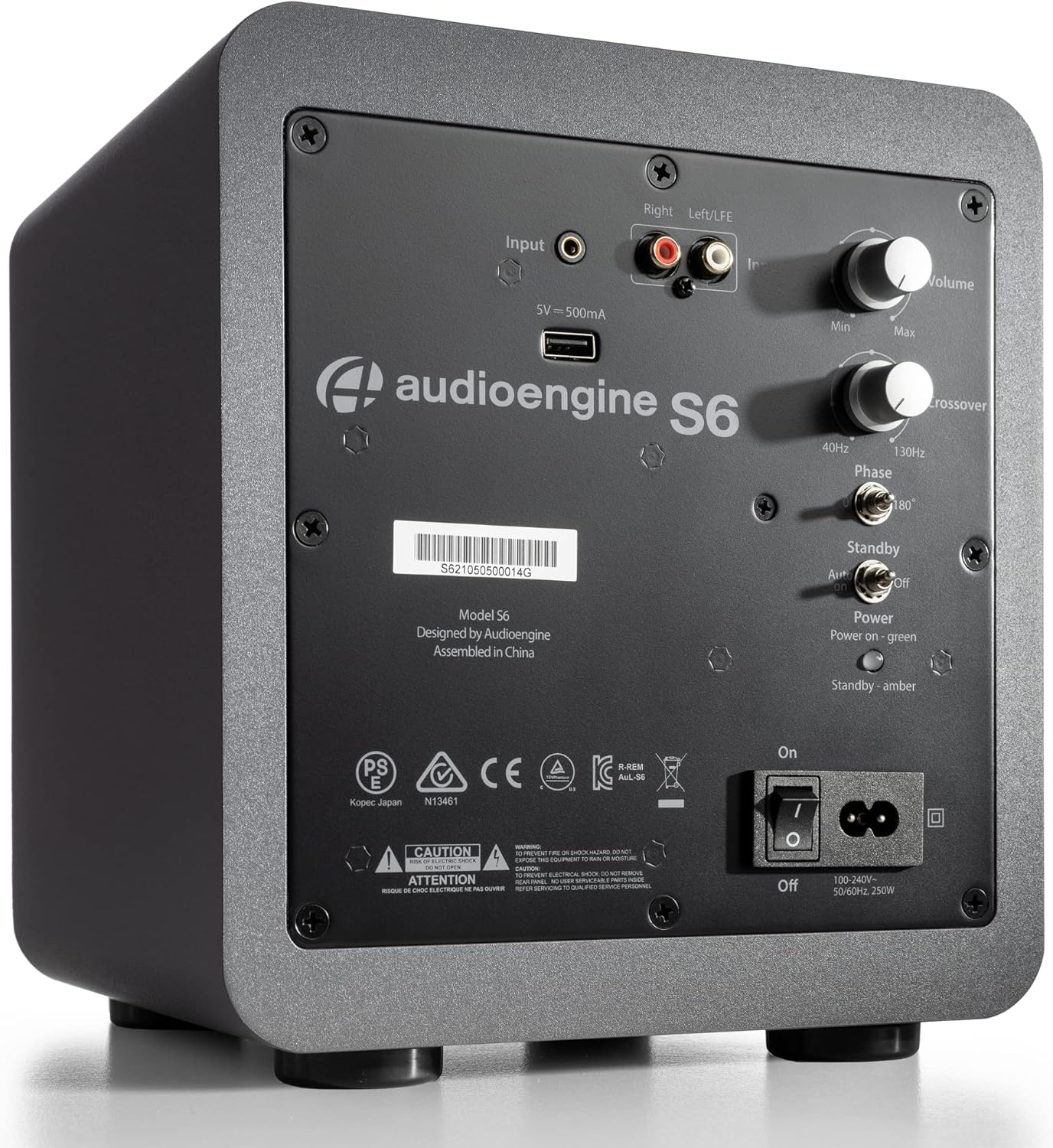 Audioengine S6 210W Compact Powered Mini Subwoofer- Powerful Bass in a Small Package - Great for Desktops, Apartments, Offices and Gaming Setups