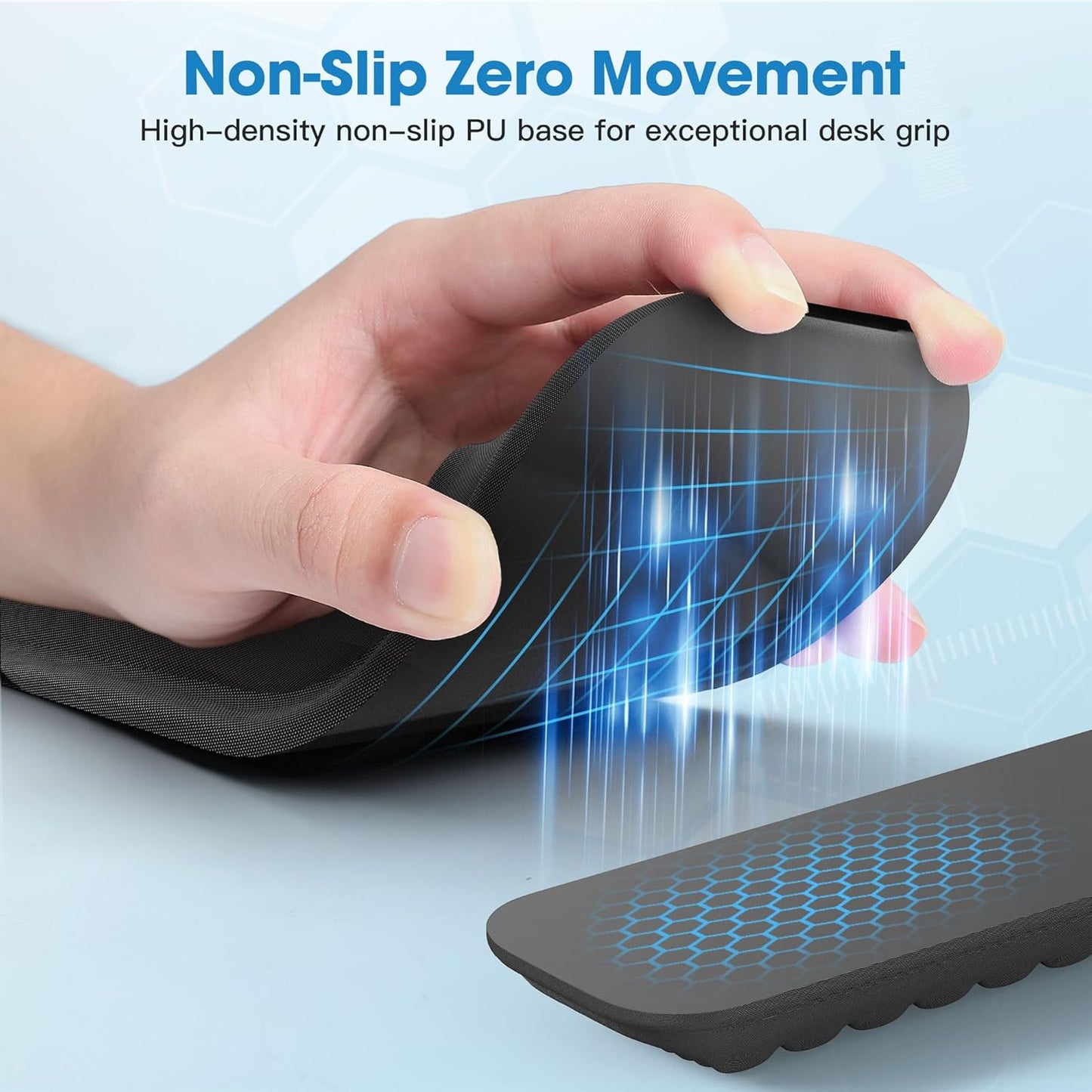 MEKASS Ergonomic Wrist Rest for Keyboard and Mouse, Soft Memory Foam Keyboard Wrist Rest Set with Non-Slip Silicone Base, Easy Typing, Pain Relief, Comfort for Office, Work, Gaming (Classic Black)