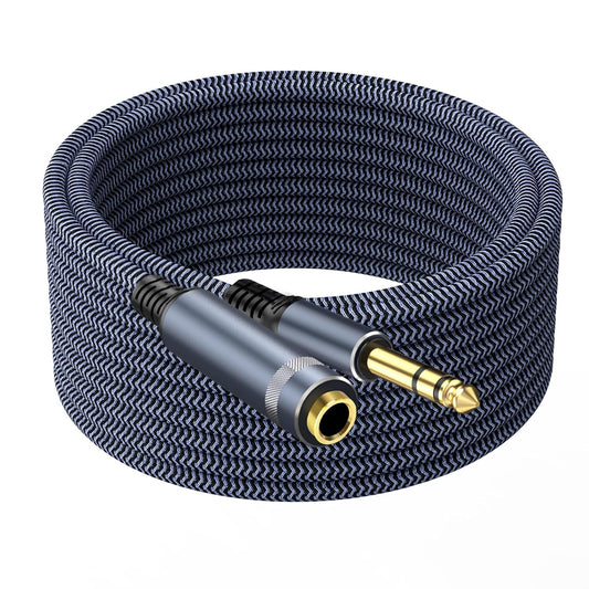 1/4" Male to Female Stereo Headphone Extension Cable - 30ft Quarter Inch Guitar Cable