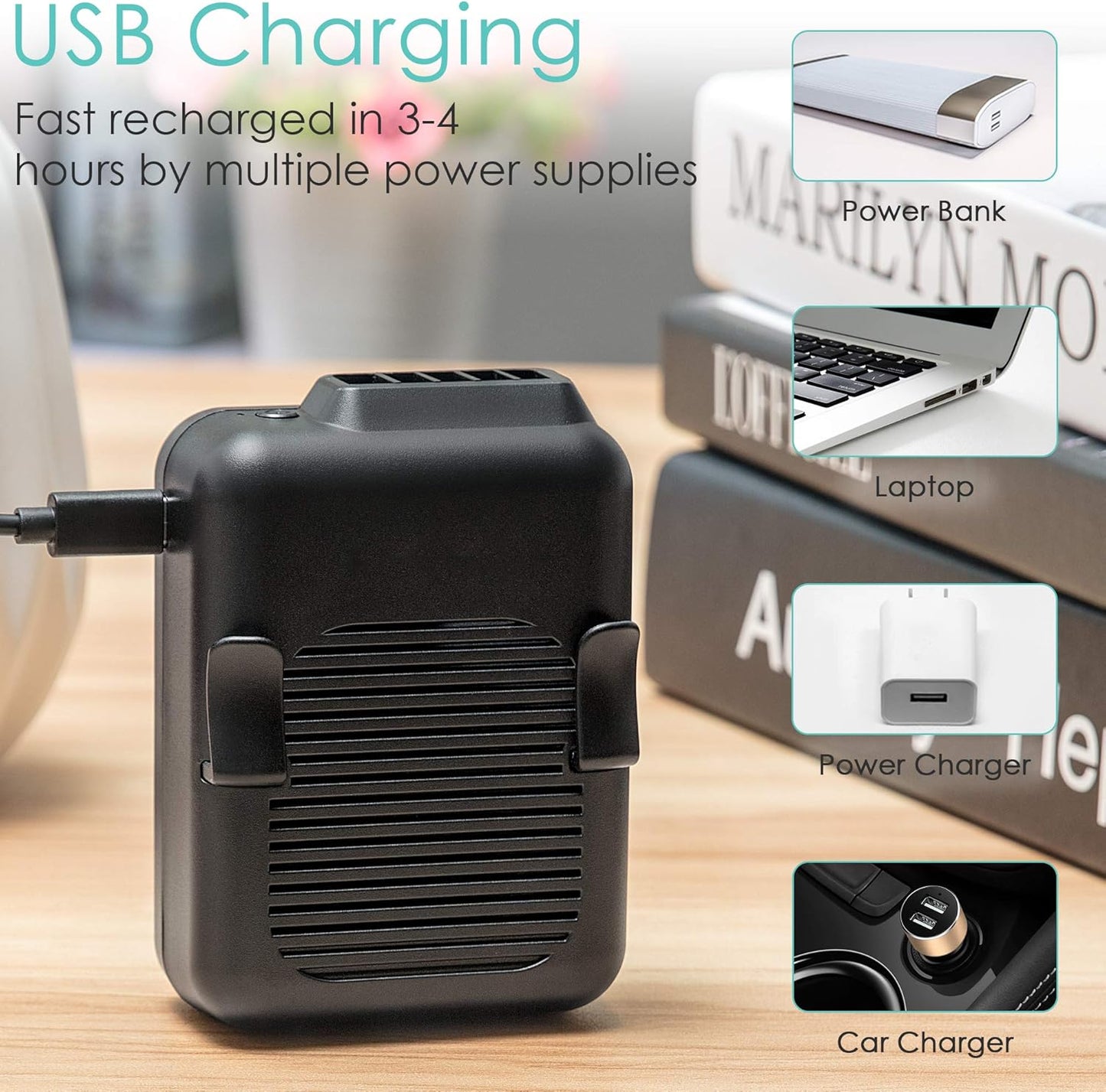 COMLIFE Portable Mini Waist Fan, 6000mAh Battery Powered Hands-free Wearable Fan With Max 23H Working Time, 3 Speeds, 5100RPM Strong Airflow for Jobsite, Farm, Fishing, Gardening And More