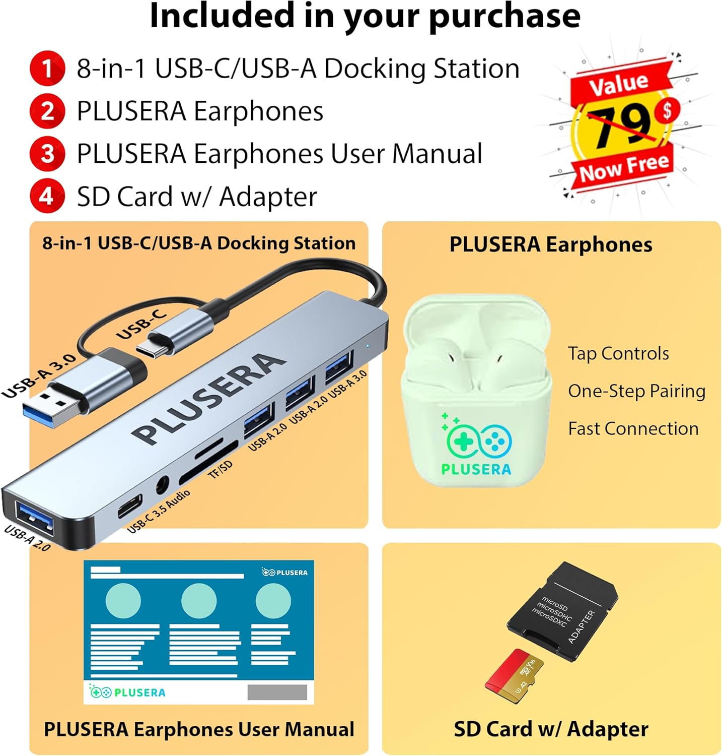 Lenovo V15 G4 15.6" FHD Laptop Computer, 16GB RAM 1TB Storage (512GB SSD+512GB Docking Station Set), 8-Cores AMD Ryzen 7, Windows 11 Pro with Microsoft Office Included, PLUSERA Earphones, Black