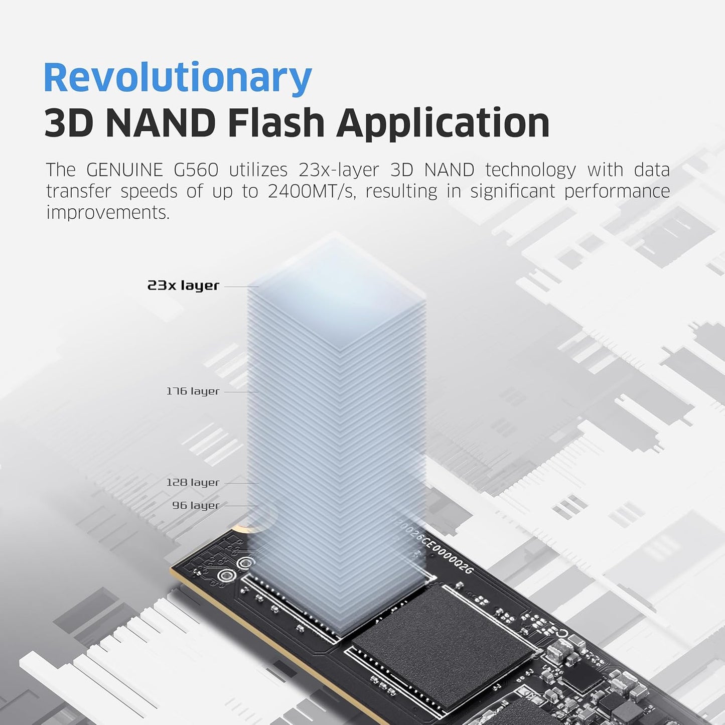 KLEVV Genuine G560 2TB M.2 2280 NVMe PCIe Gen5x4 Internal SSD Heatsink Included, up to 14000MB/s with DRAM Cash (K02TBM2SP0-G56)