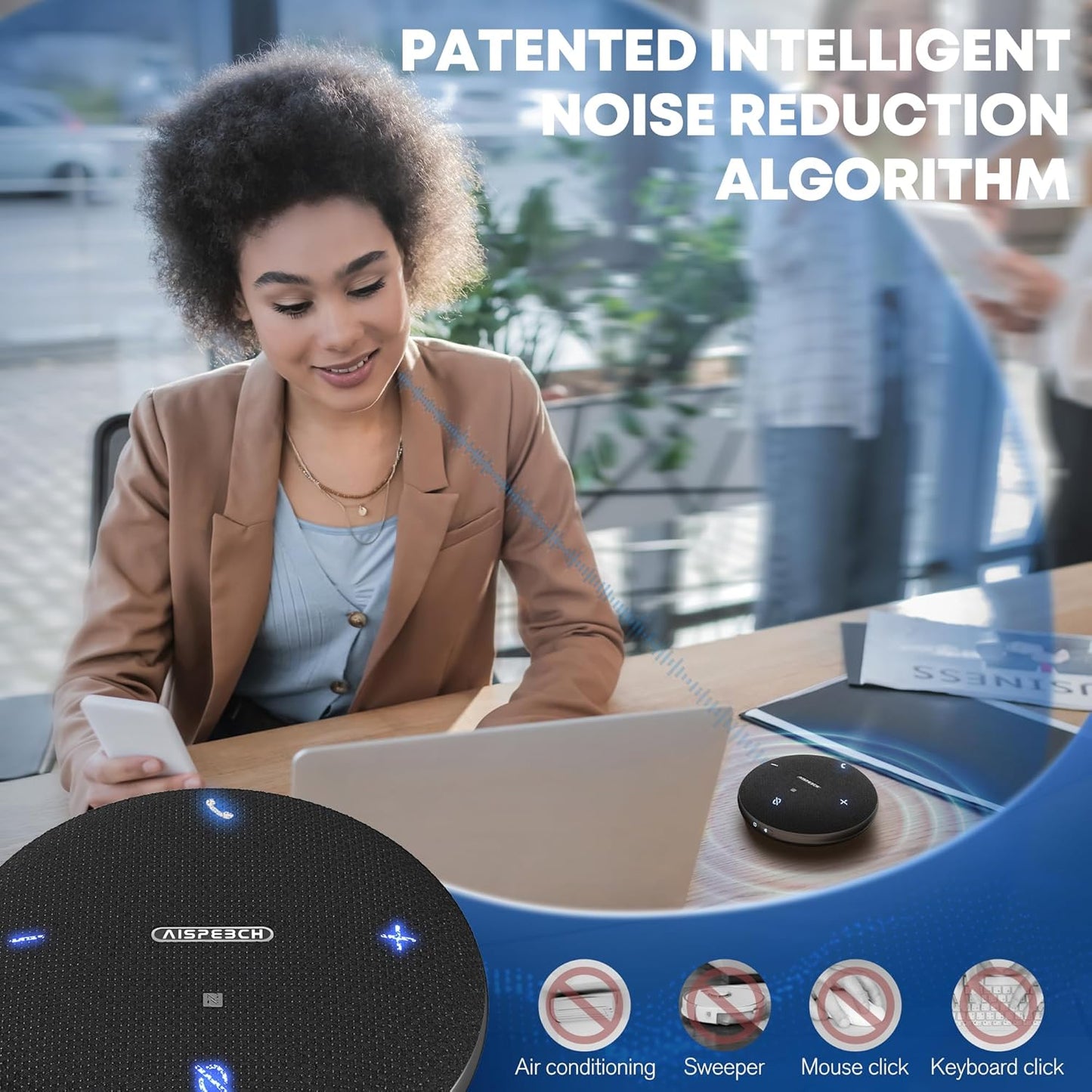 M4 Bluetooth Speakerphone Conference Microphone with AI Noise Reduction Full-Duplex AI Transcription USB Speakerphone 360° Voice Pickup Conference Speaker Home Office for Teams/Zoom, Black