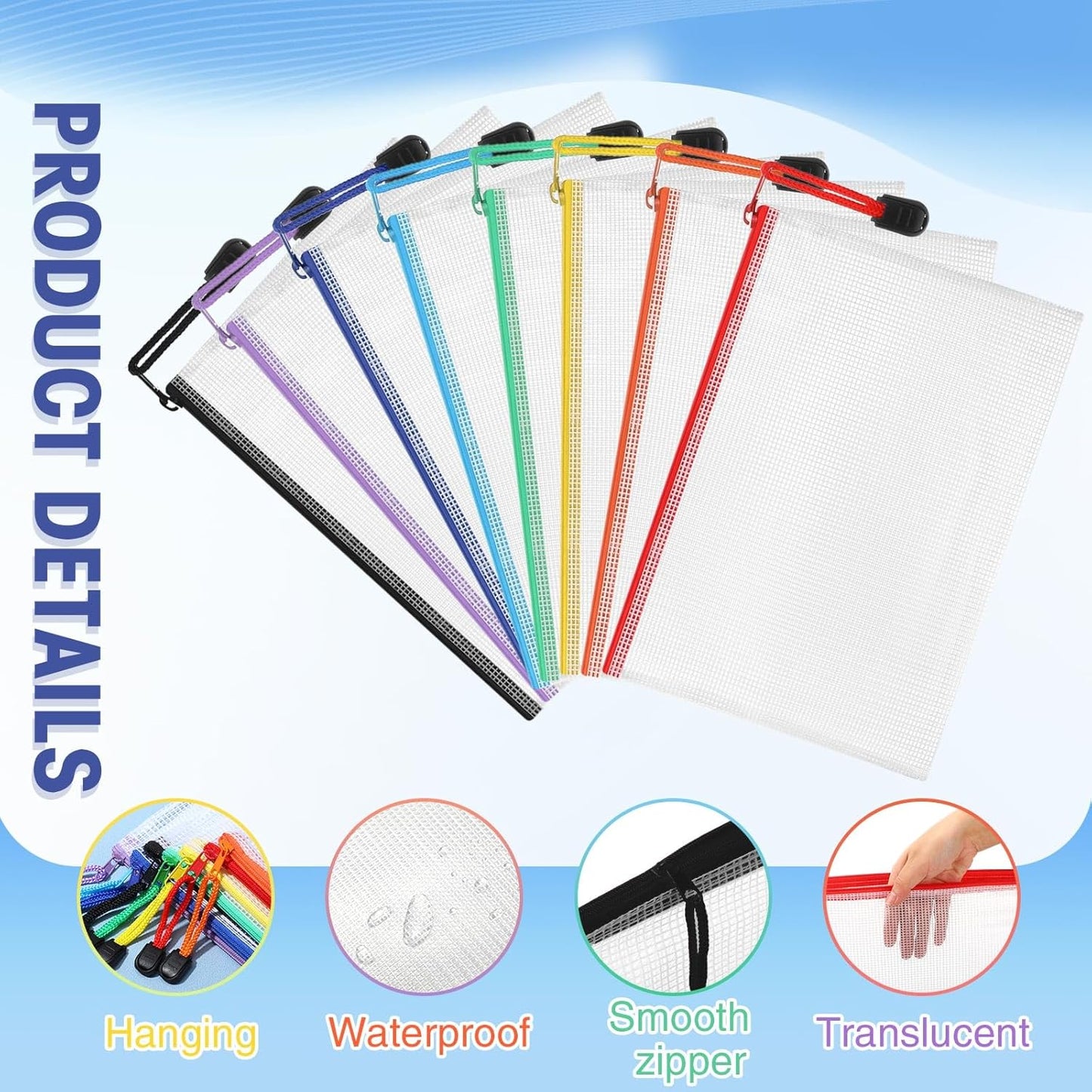 Jetec 32 Pcs Mesh Zipper Bags Toy Storage Bikini Organizer Bag Bolsas Para Guardar Trajes De Baño Waterproof Zipper Reusable Pouch Puzzle Multipurpose for Storage Office(Sweet Color,9 x 7 Inch)