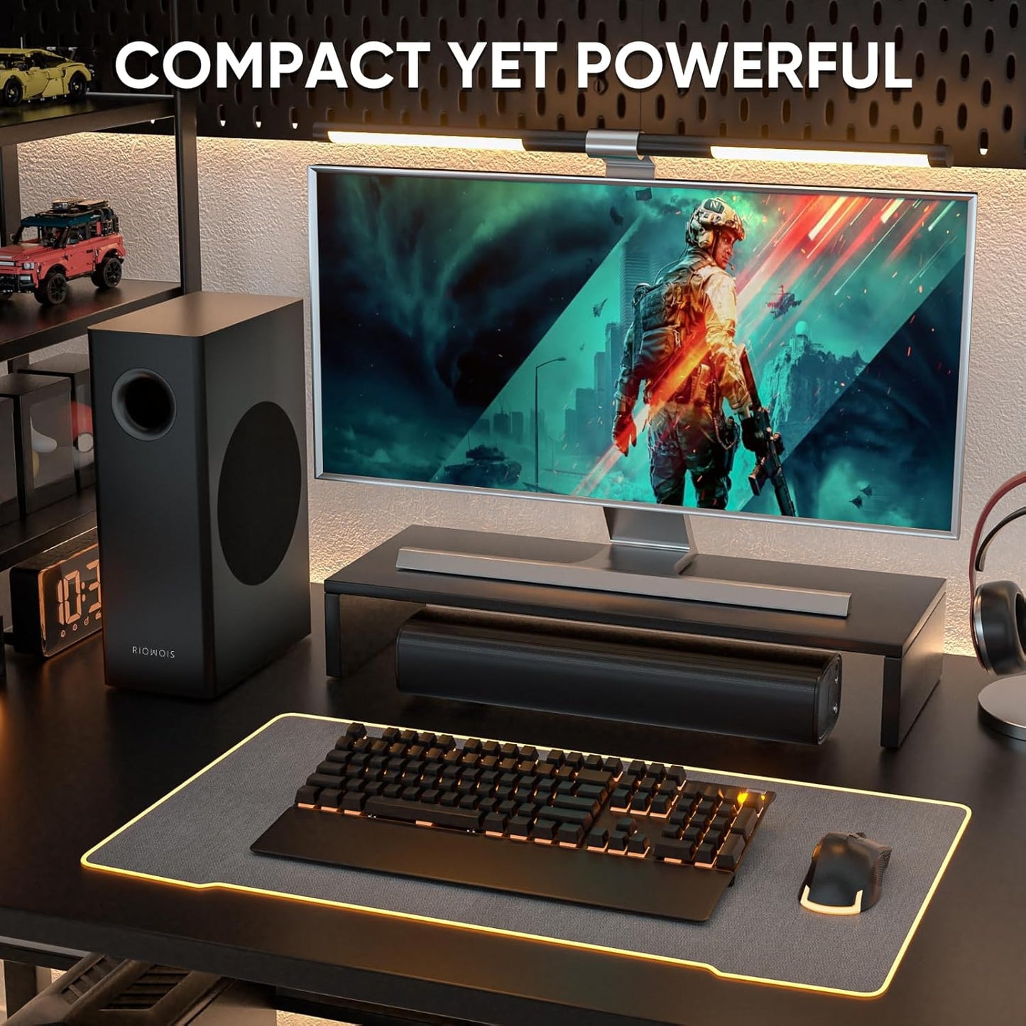 Sound Bars for Smart TV with Subwoofer, 2.1 Deep Bass Small Soundbar Home Theater Surround System Speaker with 4 Inch Subwoofer, Bluetooth/Optical/AUX Connection, Compact Soundbar for TV