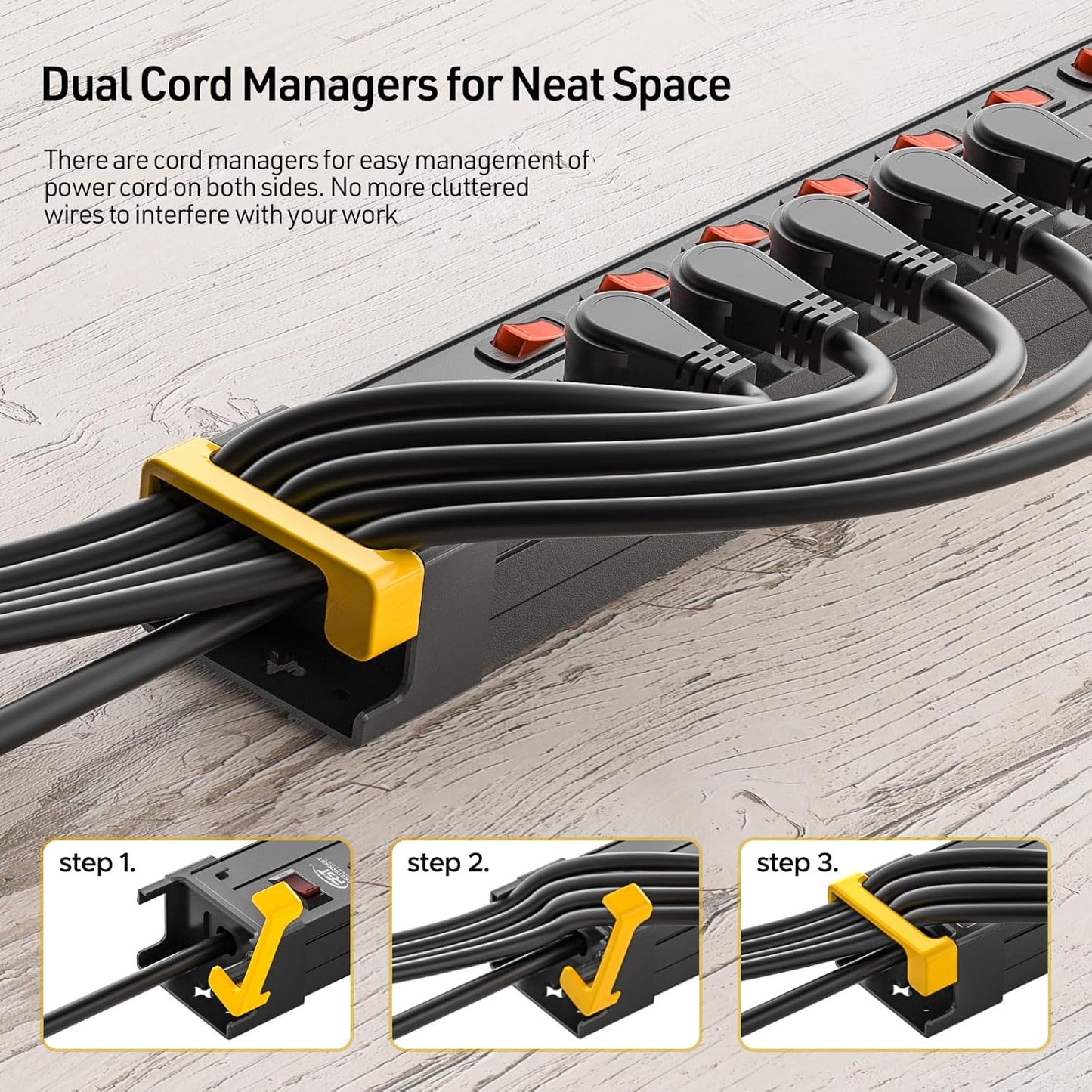 CRST Heavy Duty Metal Power Strip with Individual Switches, 12 Outlets Long Surge Protector Power Strip (1020J), 15A/1875W, 9FT Cord, Use for Garage Workshop Office School and Home...