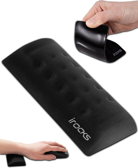 i-Rocks Memory Foam Mouse Wrist Rest - Pain-Reducing Wrist Rest for Mouse - Non-Slip Rubber Base Wrist Rest - Cooling Mouse Wrist Support for Long Hours of Work, Studying, Gaming (Black)