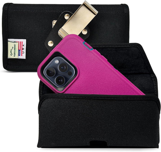 Turtleback Belt Clip for iPhone 16 Pro Max, 15 Pro Max, 14 Pro Max -Large- Fits w/Defender Bulky Style Cases, Premium Black Nylon, Horizontal Belt Holder, Magnetic Closure HD Rotating Belt Clip