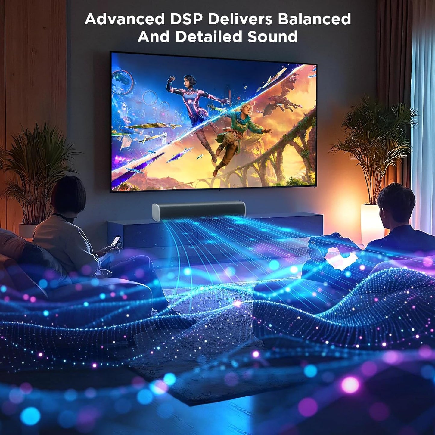 MZEIBO TV Sound Bar, Sound Bars for Smart TV Bluetooth 5.0 Soundbar 50W 17Inch Soundbars with ARC/Optical/AUX Connection Surround for Home Theater Audio