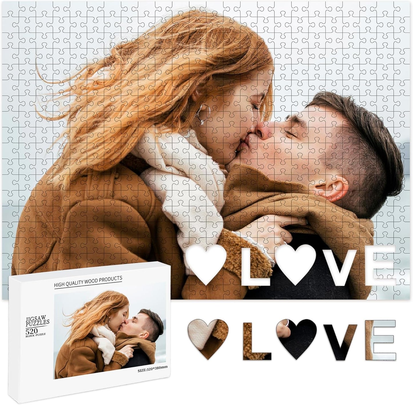 Easycosy Custom Photo Puzzles 520/1314 Pieces for Adults Families Personalized Picture Text Jigsaw Puzzle Gift for Holiday Birthday Wedding Anniversay(Horizontal/Vertical)