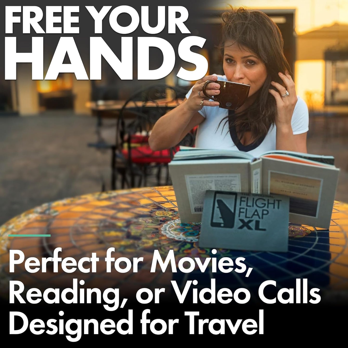 Airplane Tablet Holder, Extra Large 12x7” Flexible Cell Phone and Tablet Holder, Folding Cellphone Stand for Desk, Kindle, Bed, Long Flight Travel Accessories, Plane Essentials (Gray)