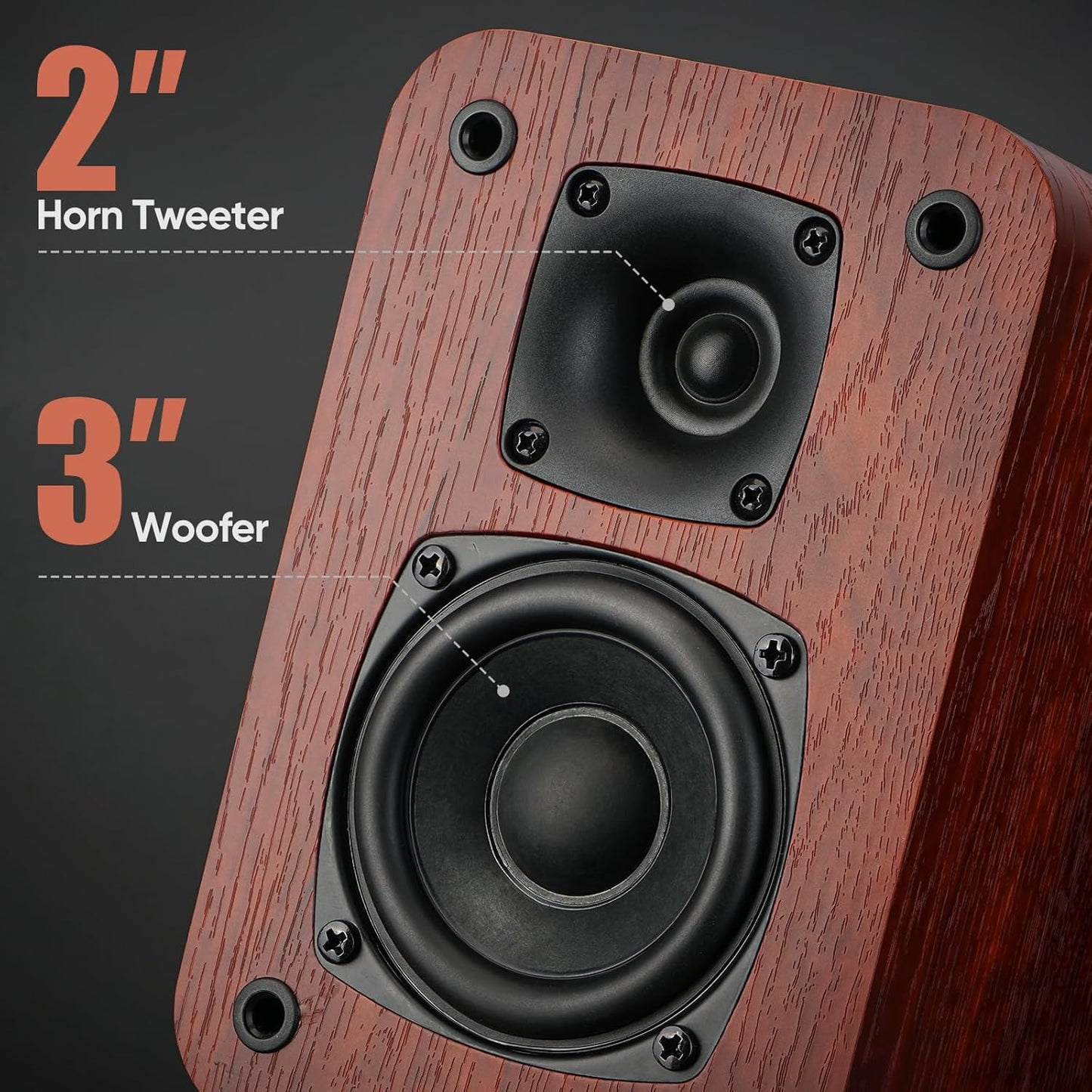 Saiyin Bluetooth Bookshelf Speakers for Record Player,Active Speakers with 3 Inch Woofer, Powered Speakers with Optical/AUX/TV-ARC Input for Turntable, PC and TV