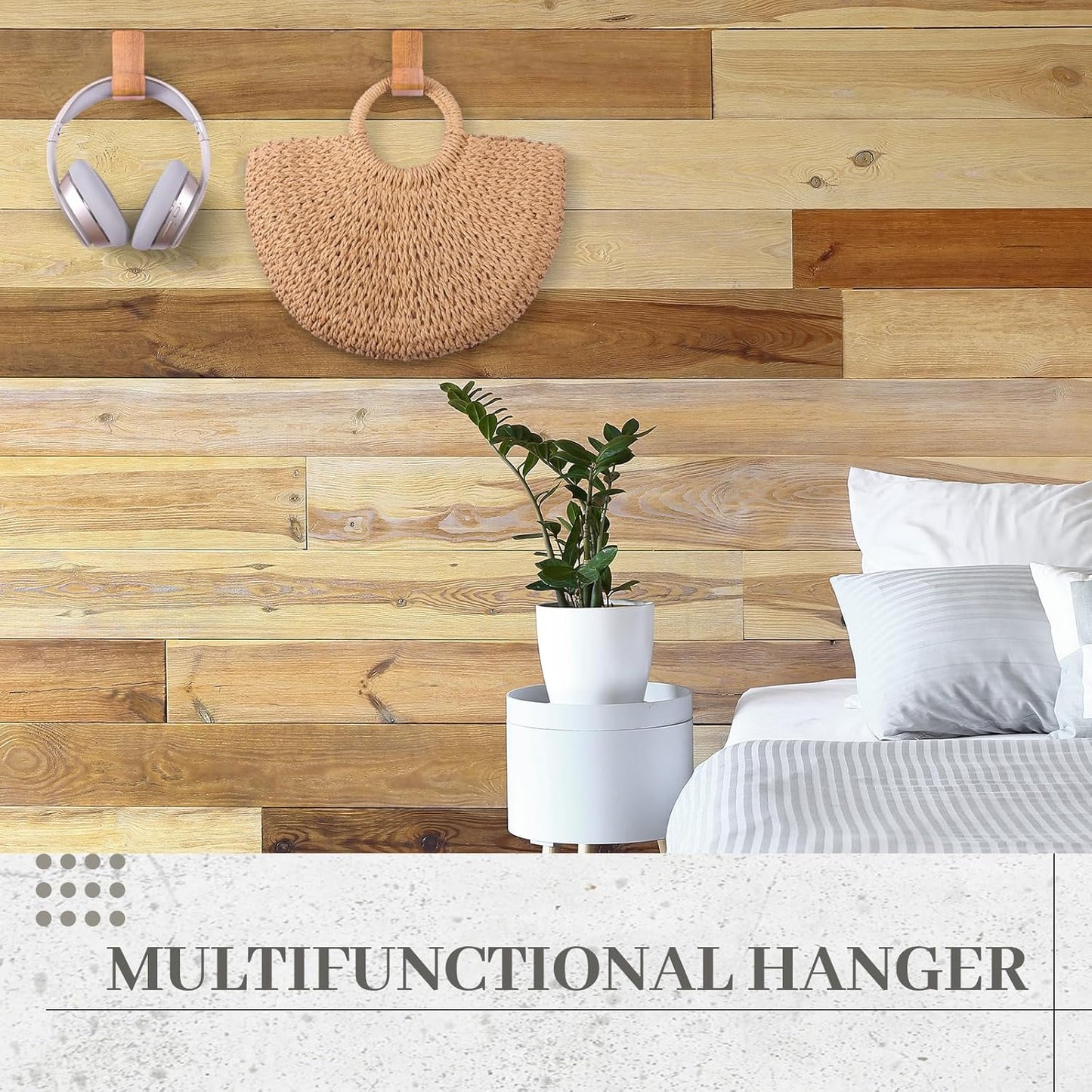 Weewooday 4 Pieces Headphone Hanger Holder Desk Adhesive Headphone Hook Wall Mount Headset Stand Acrylic Holder with Glues for General Purpose Game Earphone(Wood Grain Color)