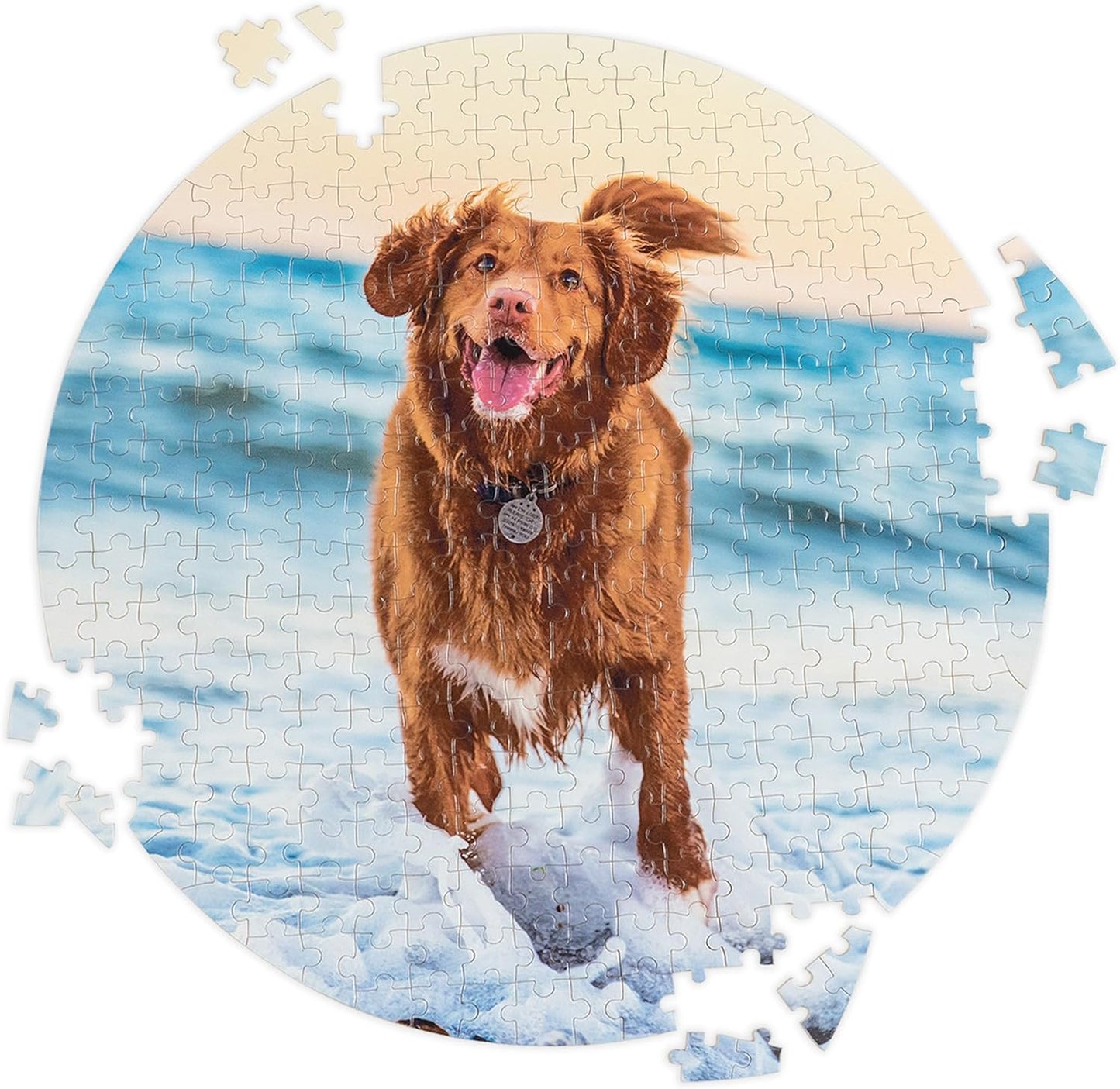 Easycosy Custom Pet Photo Round Puzzles 68/120/195 Pieces for Kids Adults Personalized Picture Text Jigsaw Puzzle Gift for Families Pet Dog Cat Lovers(Horizontal/Vertical)