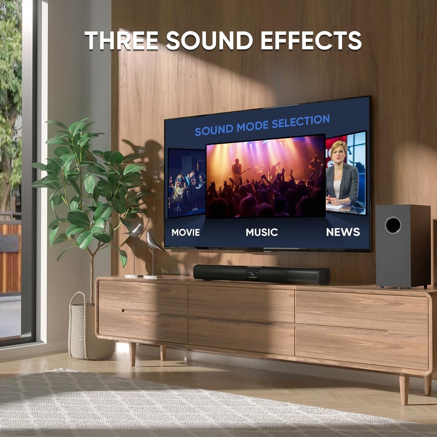 Saiyin Sound Bar for Smart TV with 5.25 Inch Subwoofer, 100W 24 Inch Soundbar for TV, TV Soundbar with Optical, ARC, AUX and Bluetooth 5.3 Inputs, Detachable Surround Sound System for TV