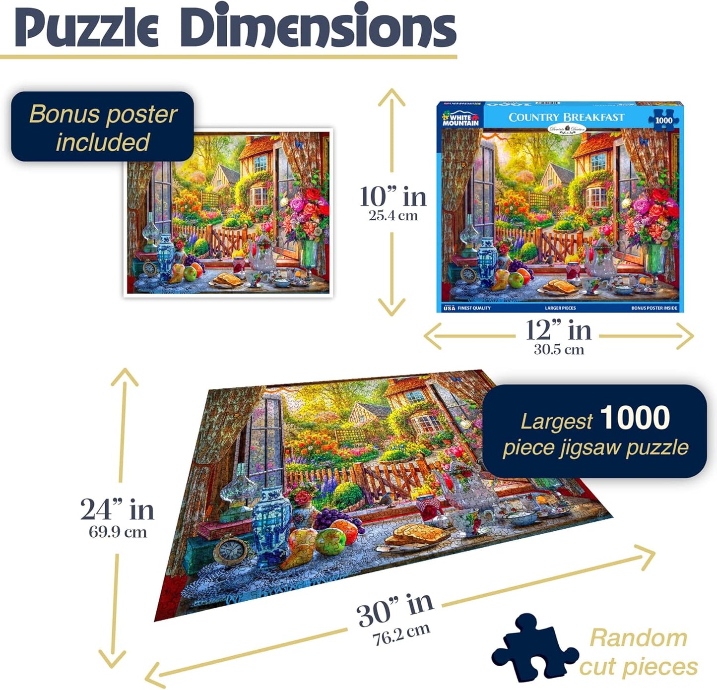 White Mountain Country Breakfast Puzzle 1000 Piece Vintage Jigsaw Puzzle for Adults and Families