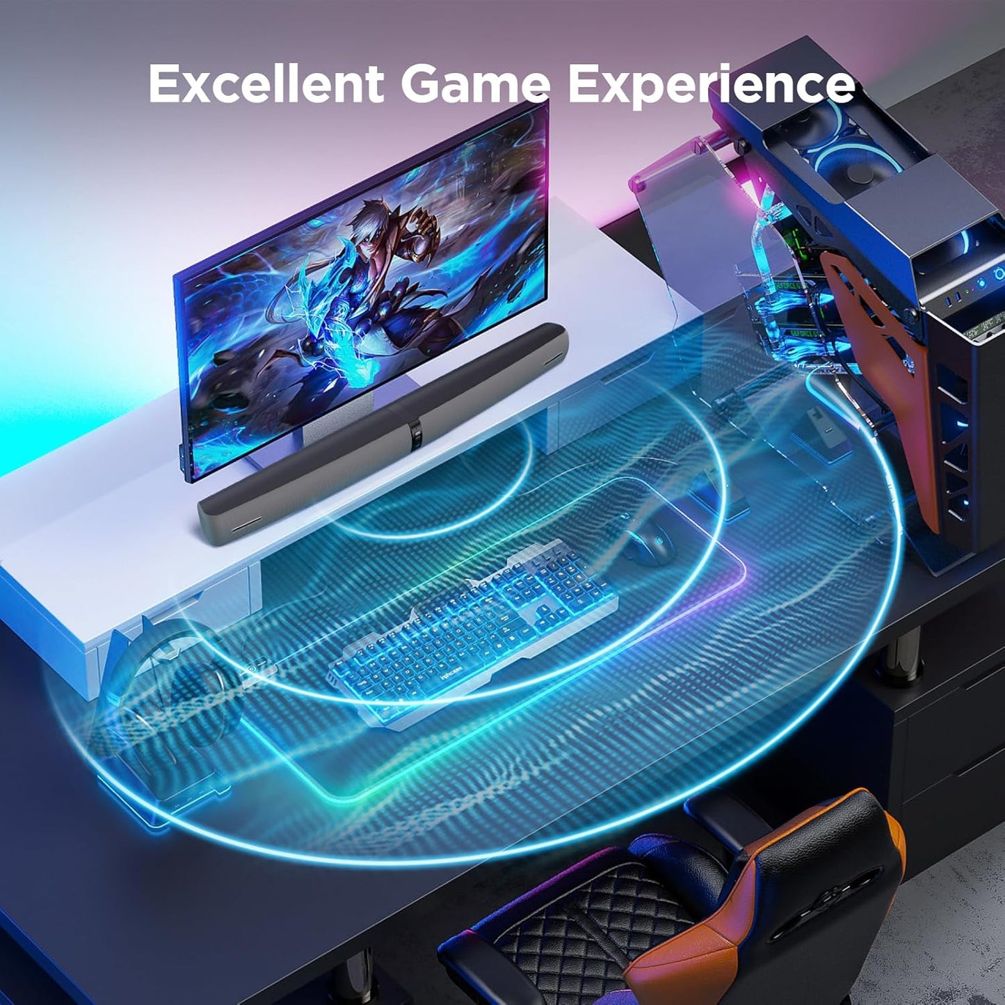 Sound Bar for Smart TV,90W Soundbar with Bluetooth/ARC/Optical/AUX Connect, Auto Volume Boost, 3 Customizable Equalizer Modes, 2 in 1 Detachable Soundbar for TV/PC/Gaming/Projectors