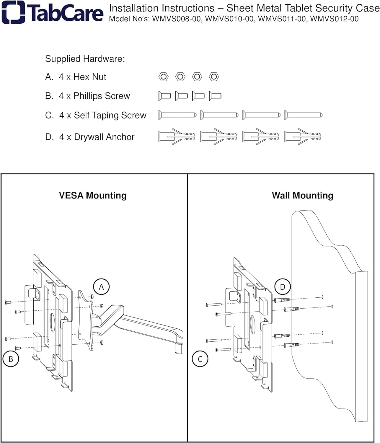 TABcare Locking Anti-Theft Metal Case for Samsung Galaxy TAB A8 10.5" Tablet for Kiosk, POS, Store, Show Display, Time Clock (TAB A8 10.5, White)