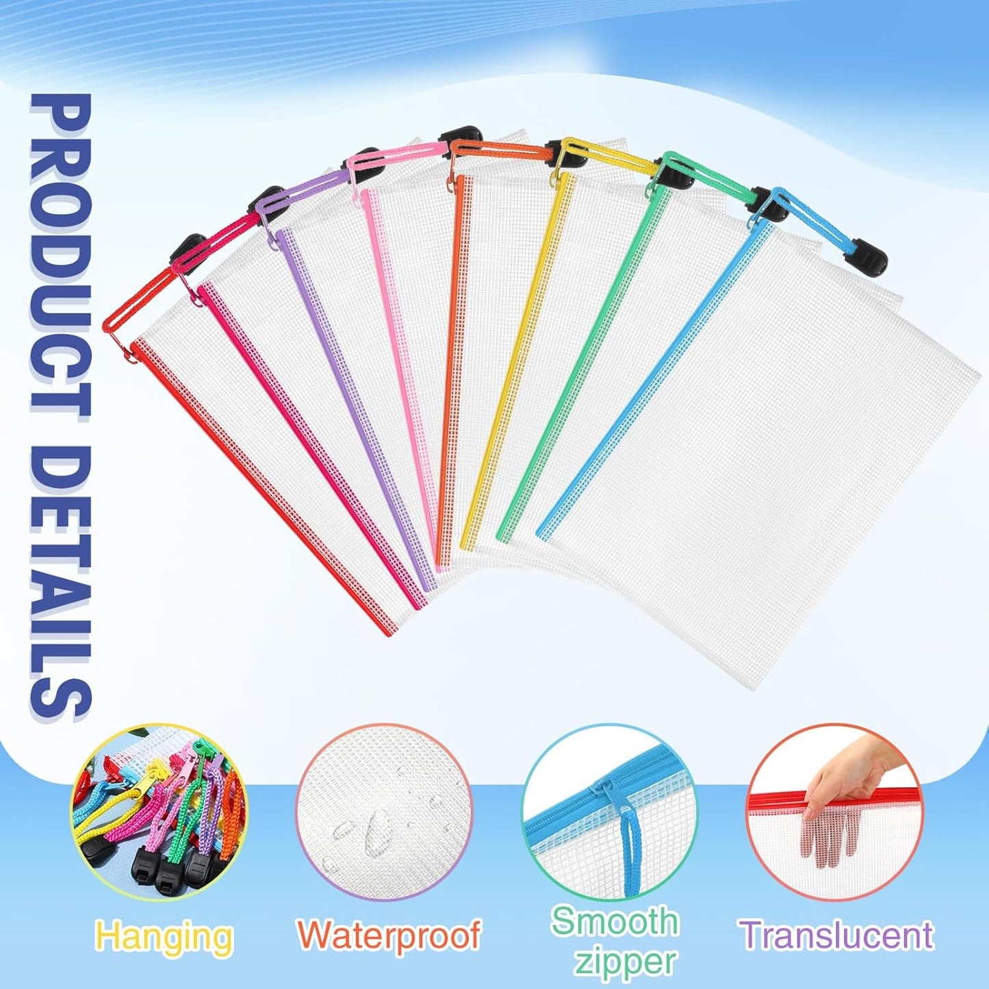 Jetec 32 Pcs Mesh Zipper Bags Toy Storage Bikini Organizer Bag Bolsas Para Guardar Trajes De Baño Waterproof Zipper Reusable Pouch Puzzle Multipurpose for Storage Office(Stylish Color,7.5 x 5 Inch)