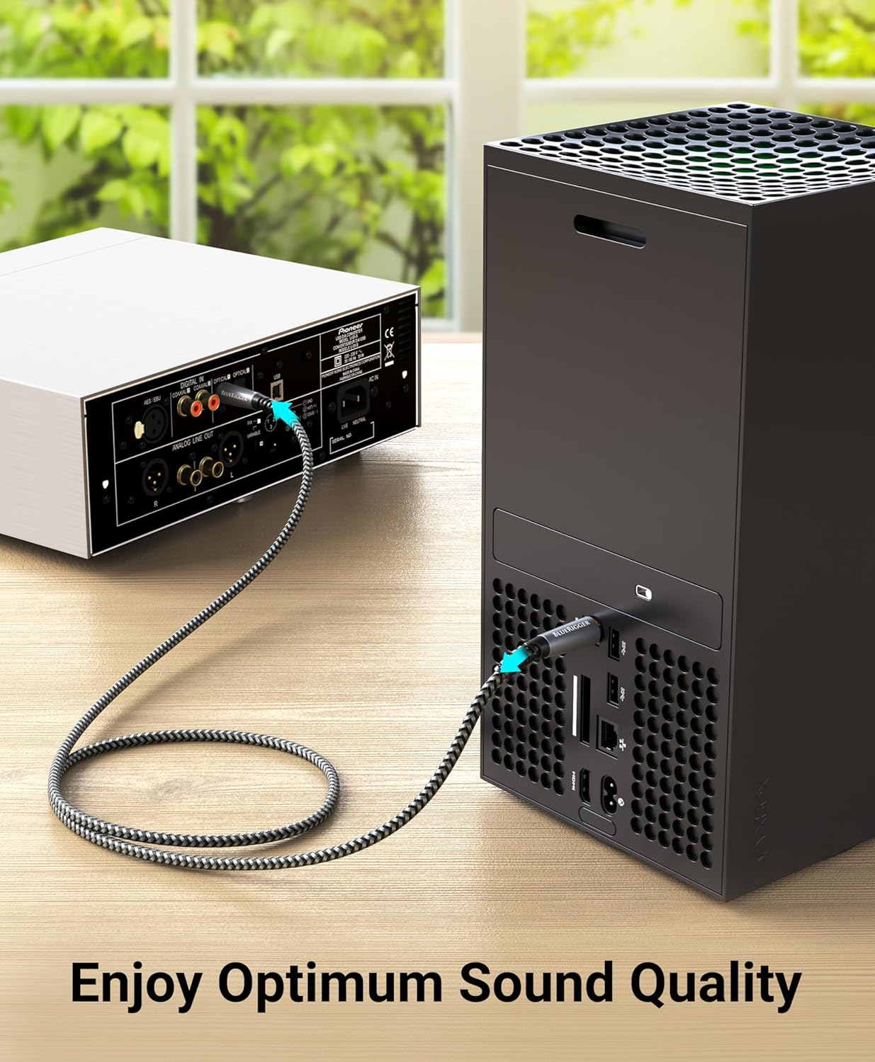 BlueRigger Digital Optical Audio Cable (6FT, Toslink Cable for Soundbar, Braided Fiber Optic, S/PDIF, Metal Shell) - Compatible with HomeTheatre, TV, Game Console (PS4, Xbox), DVR