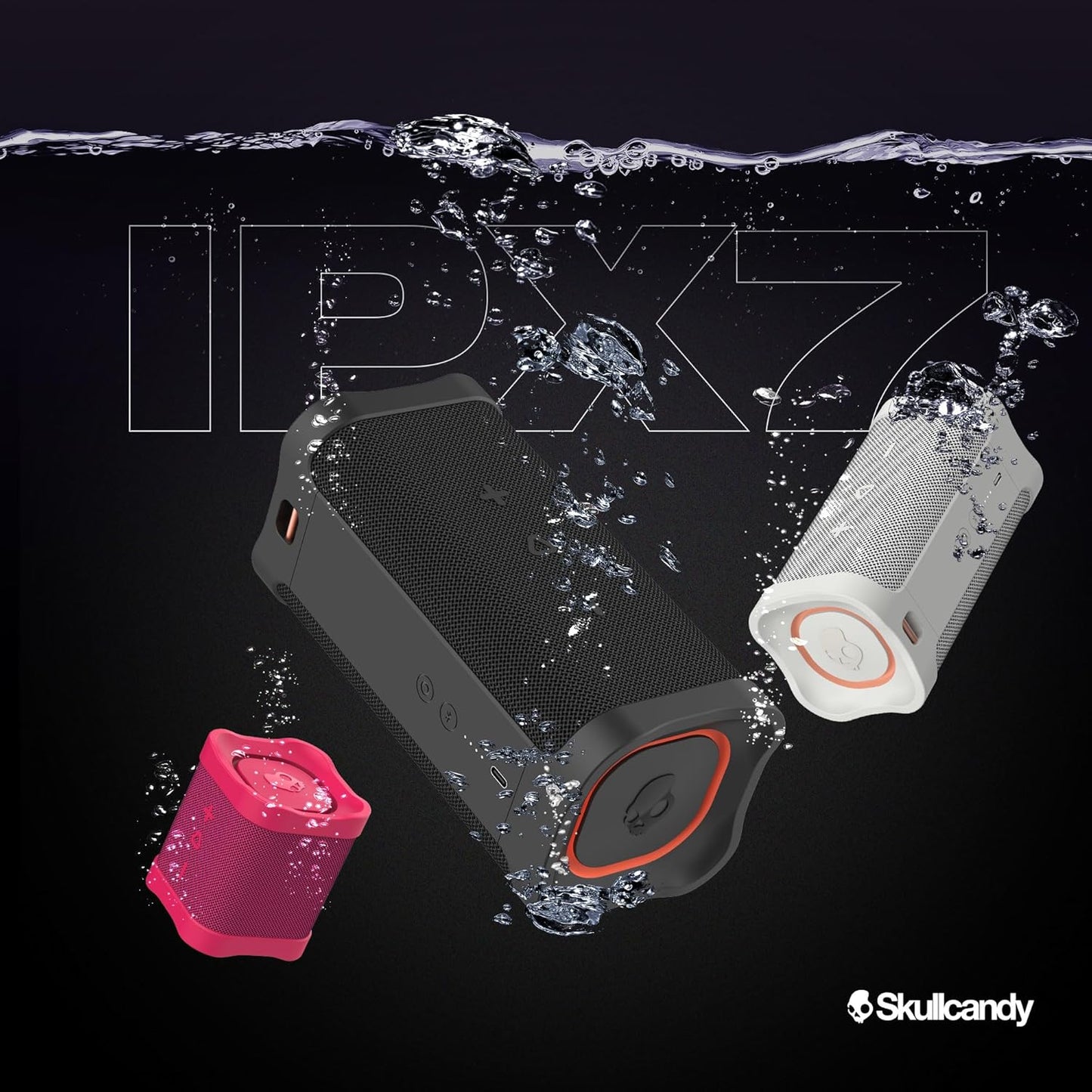 Skullcandy Terrain XL Wireless Bluetooth Speaker - IPX7 Waterproof Portable Speaker, 18 Hour Battery, Nylon Wrist Wrap, True Wireless Stereo (Black)