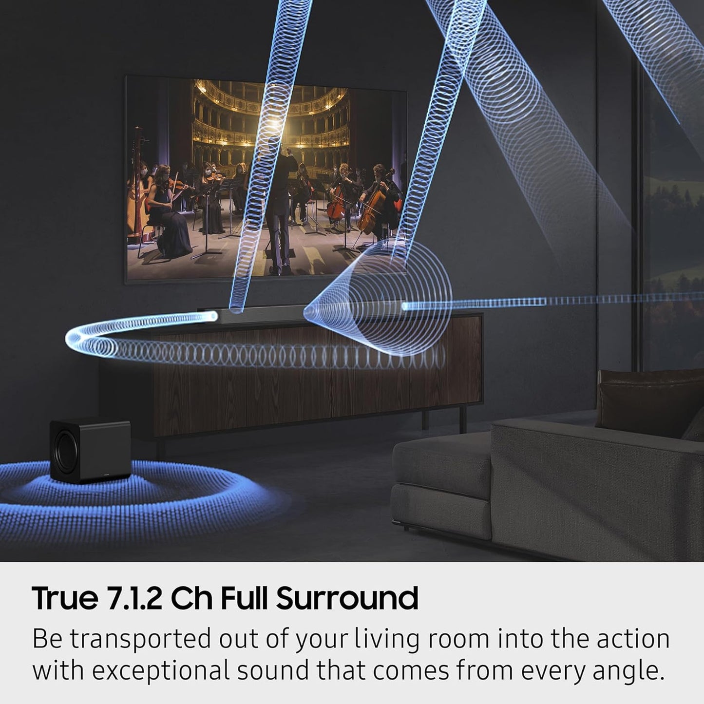 Samsung Q-Series Soundbar HW-Q900F 7.1.2 ch Subwoofer (2025 Model) Smart Integration, Wireless Dolby Atmos, Q-Symphony