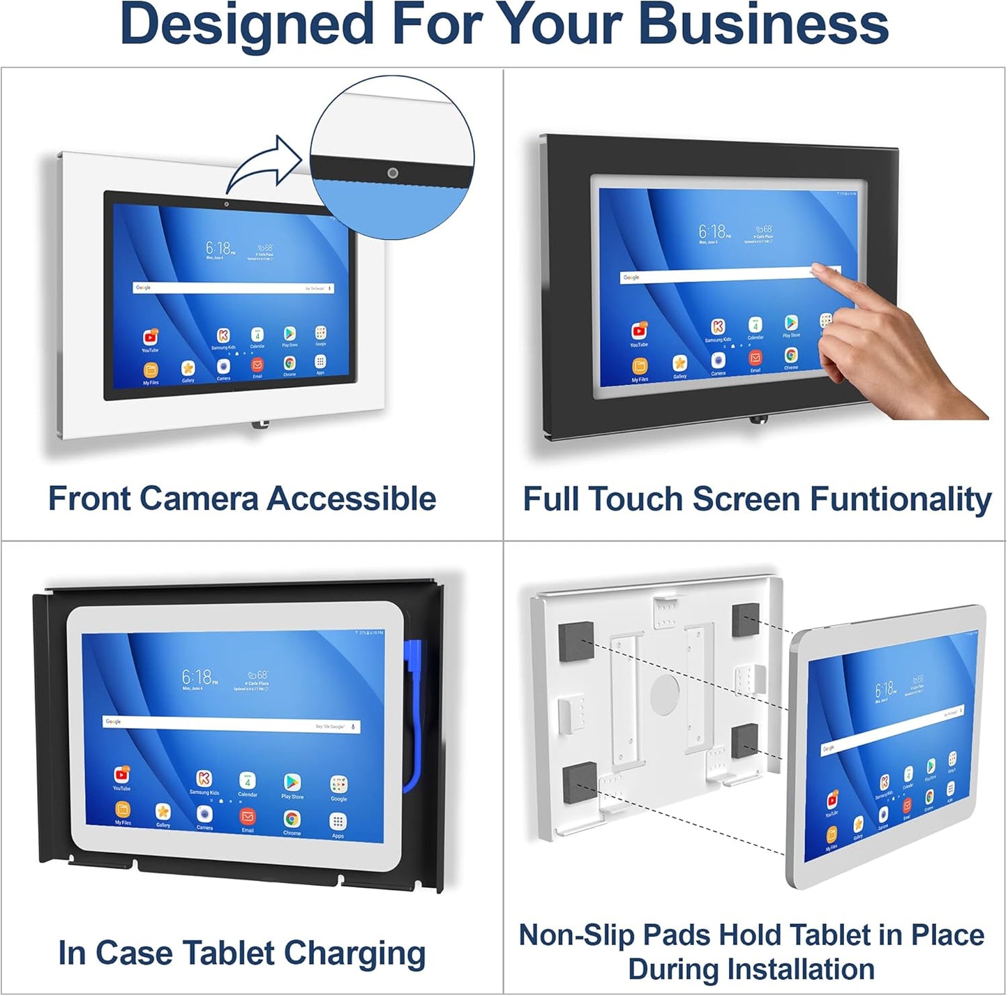 TABcare Locking Anti-Theft Metal Case for Samsung Galaxy TAB A7 10.4" Tablet for Kiosk, POS, Store, Show Display, Time Clock (TAB A7 10.4, Black)