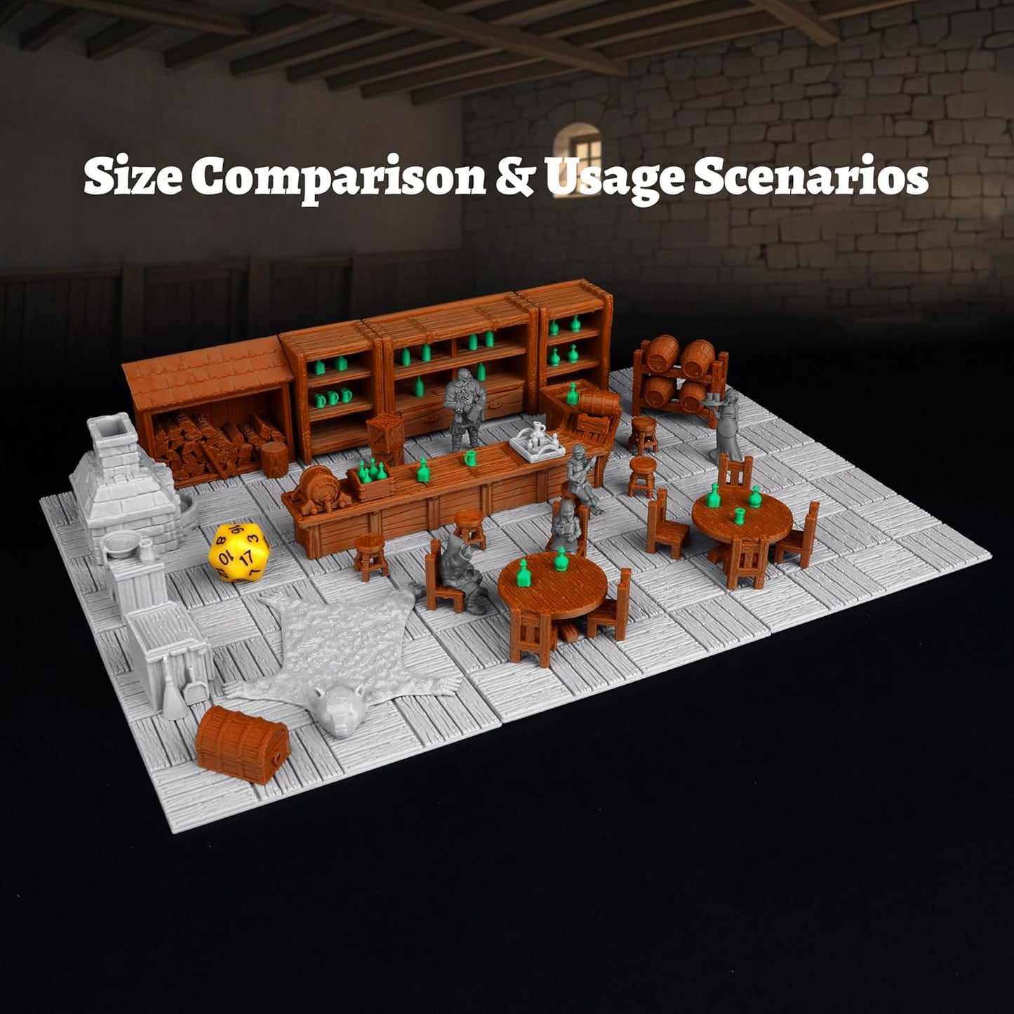 AUSPDICE 6PCS Modular DND Terrain Set for Tabletop RPGs and Dungeon Maps, High-Detail RPG Terrain for Dungeons and Dragons Fantasy Role-Playing Campaigns and 28mm Miniatures-AF634B Plank Floor