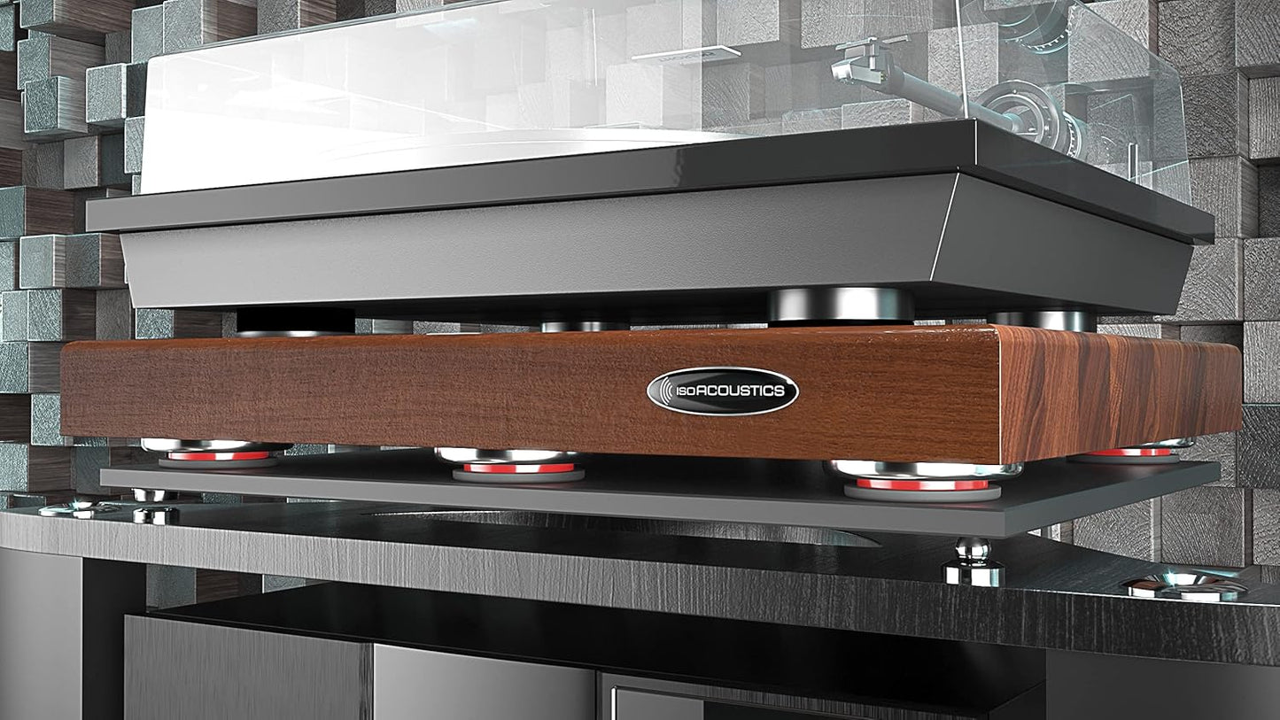 IsoAcoustics Delos Turntable Isolation Butcher Block Series: 1815W2 (18" W x 15" D x 3" H) Walnut