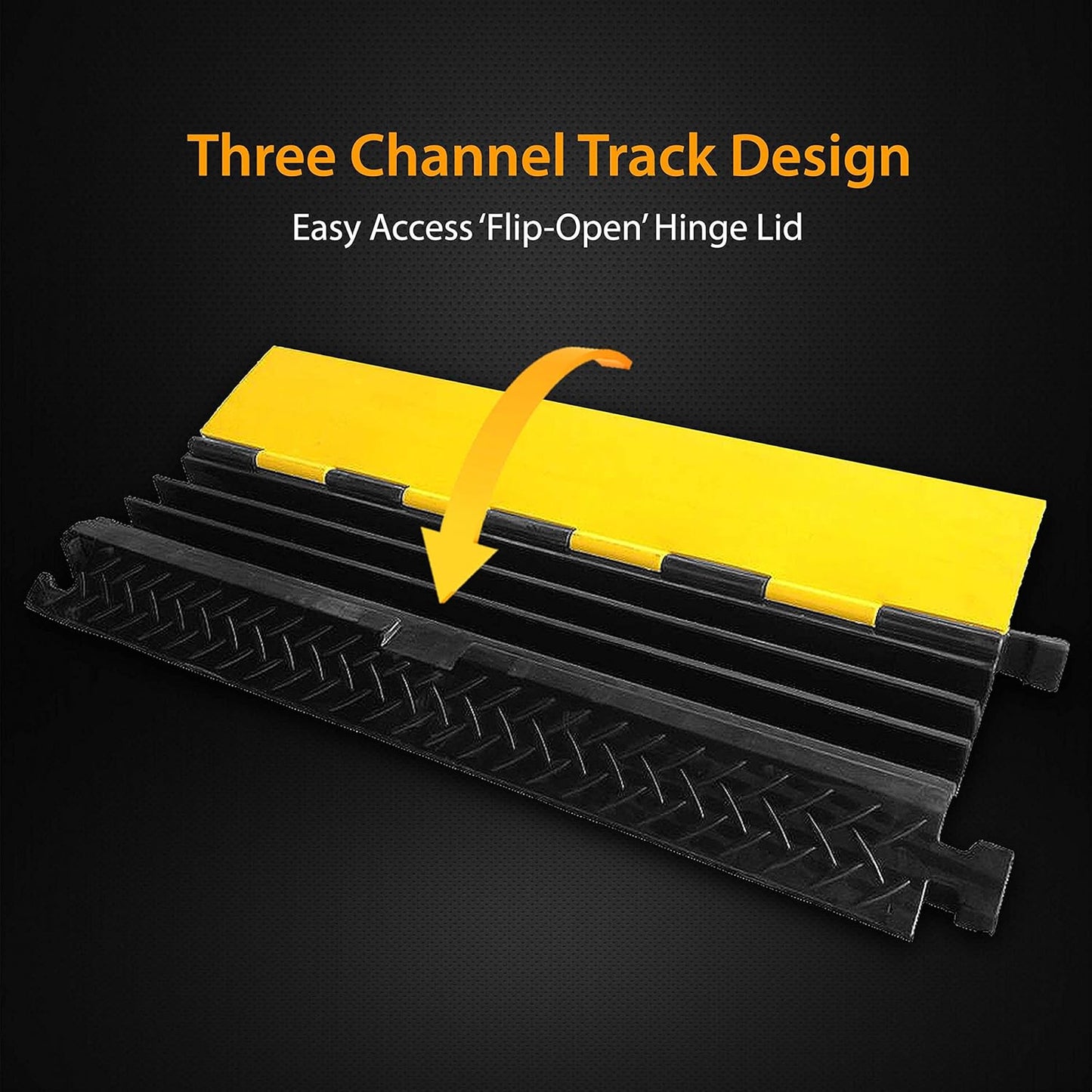 Pyle Ramp-3 Channel Rubber Floor Cord Concealer-Heavy Duty Cable Protector Wire/Hose/Pipe Hider Driveway Protective Covering Armor PCBLCO105X2 (Pair), One Size, Black and Yellow