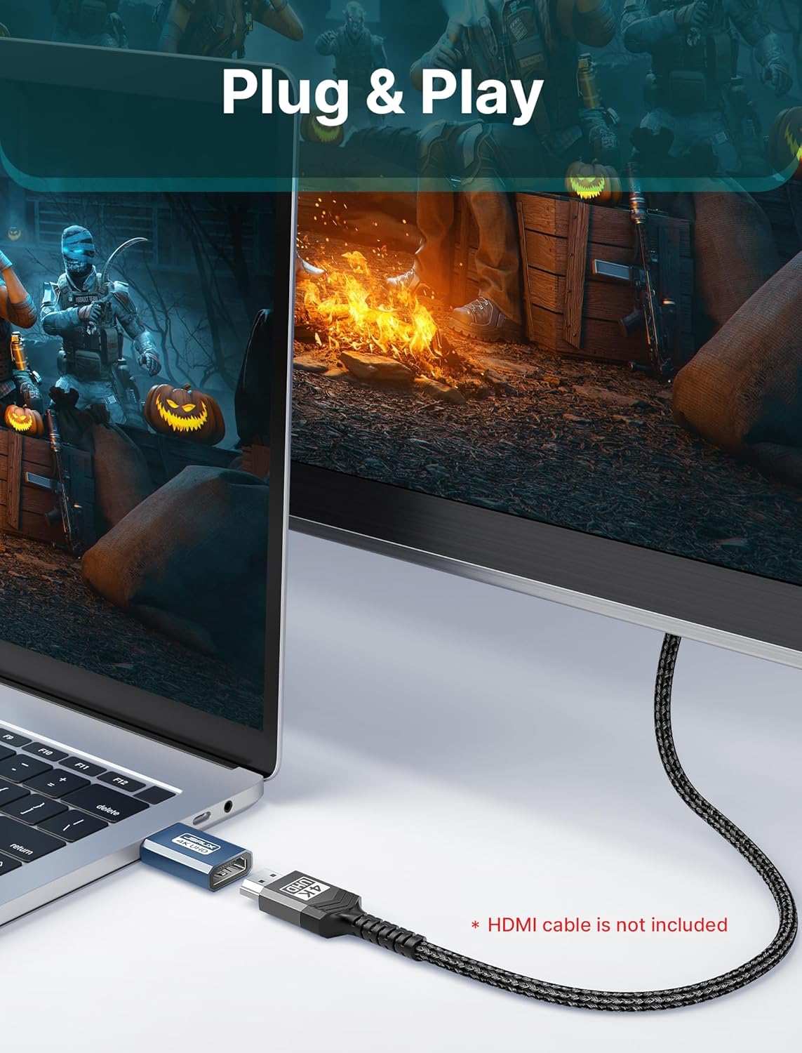 4K DisplayPort to HDMI Adapter 2-Pack, JSAUX DP PC to HDMI Monitor Converter Video UHD 2K@120Hz,4K@30 DP to HDTV Male to Female Uni-Directional adapter Compatible with Dell, Lenovo, HP,GPU, AMD -White