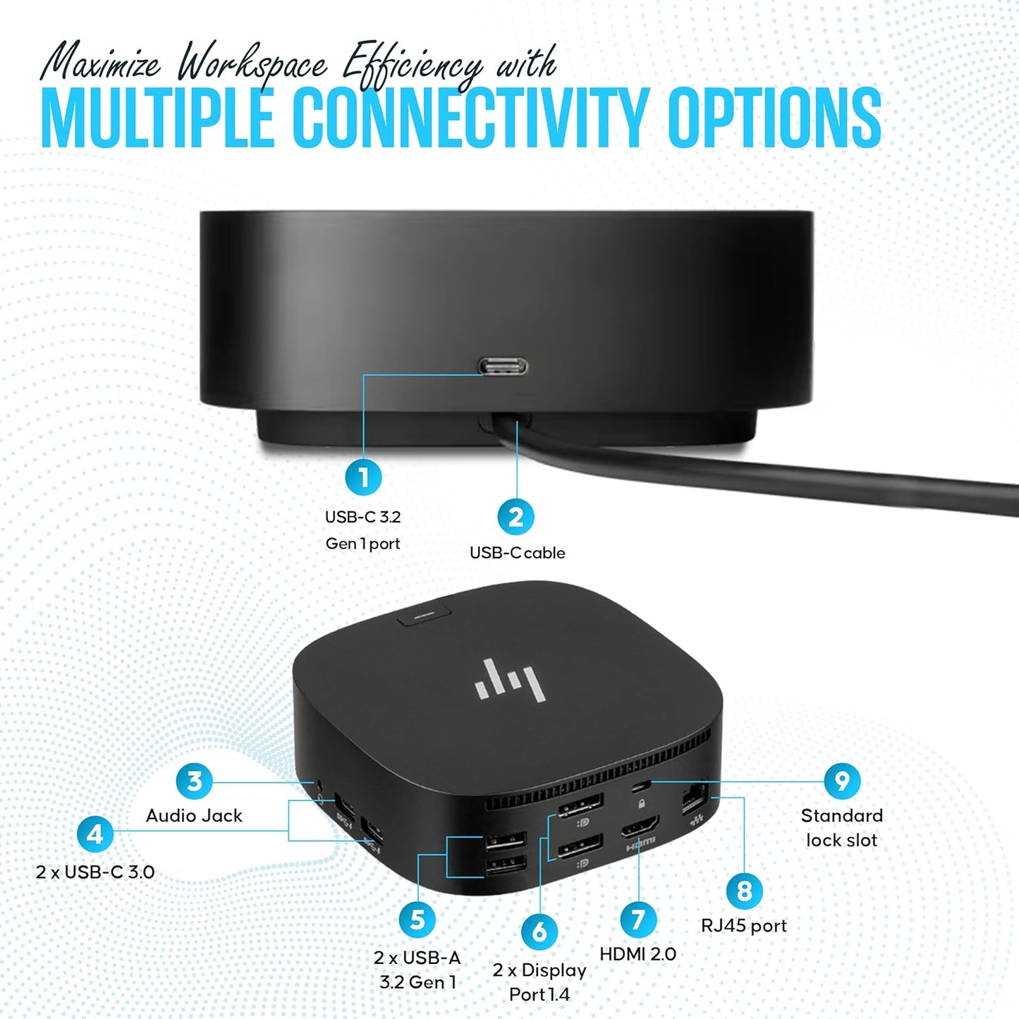 Docking Station for Laptop Dual Monitor and Charging, 5TW10AA / 5TW10UT / 5TW10AA#ABB USB-C G5 Dock with 120W + HDMI Cable + DisplayPort Cable